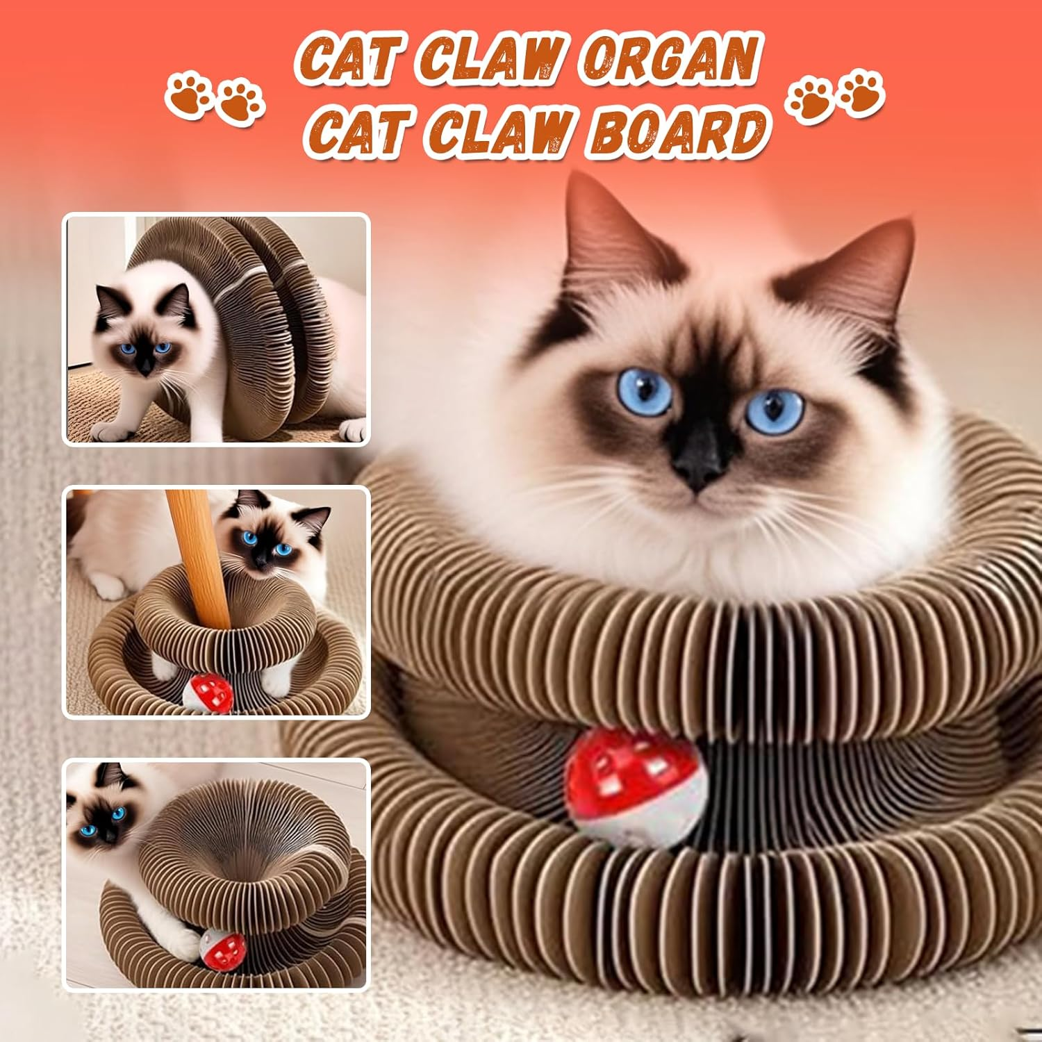 Magic Organ Scratch Board,Foldable Accordion Toy,Interactive Scratching Pad with Endless Shapes,Cardboard Scratch Pad for Indoor Cats,Eco Friendly Cat Toy,Cardboard Cat Scratchers for Indoor Cats image number 3