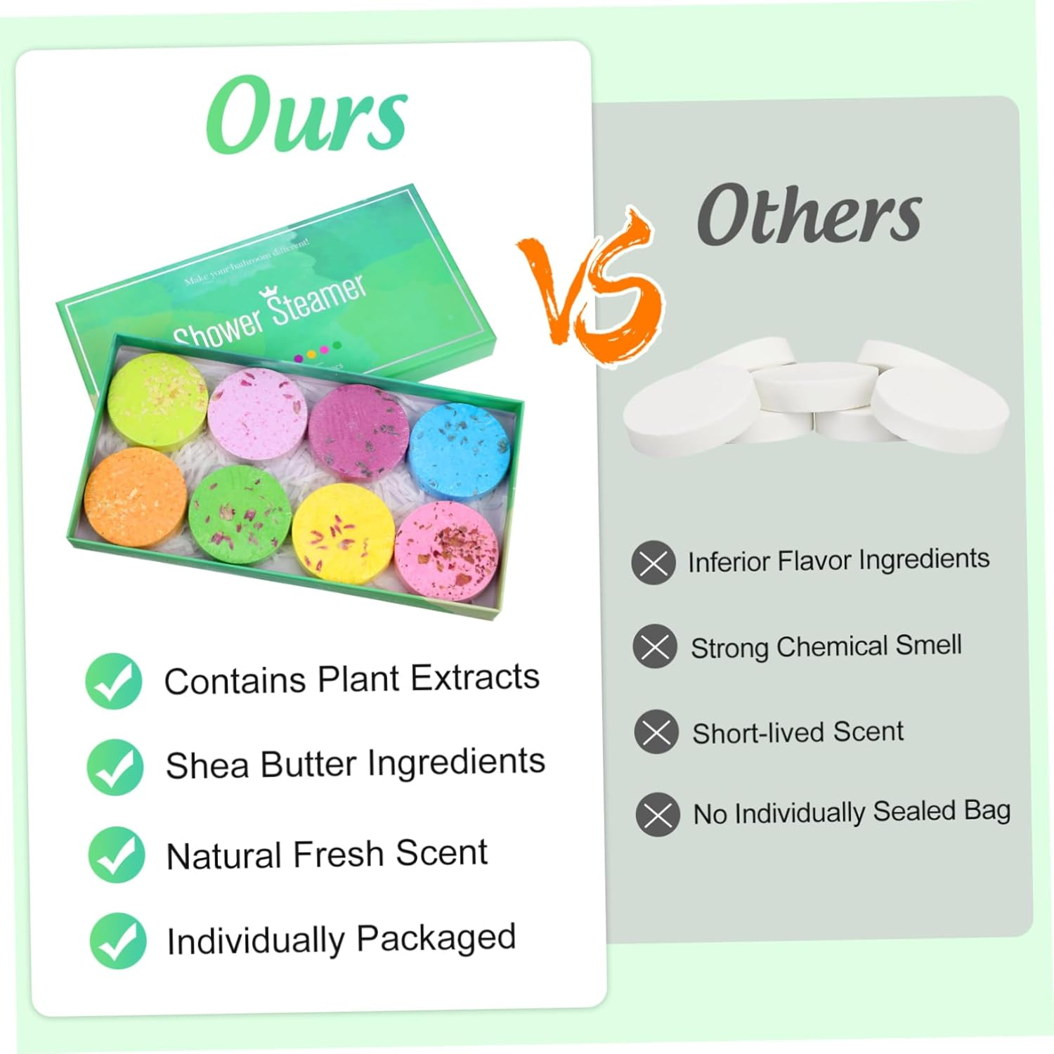 8Pcs Aromatherapy Shower Tablets Dried Flower Essential Oil Blend for Bath Sea Salt Aromatherapy Experience image number 4