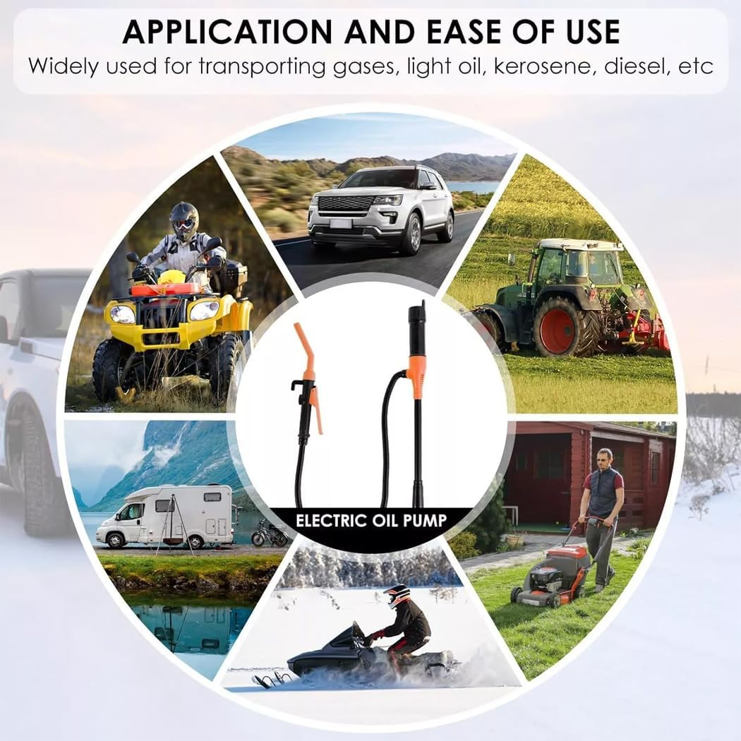 2.4 Gallons Electric Syphon Pump Battery Operated Petrol Oil Water Fuel Transfer Blue - Orange image number 5