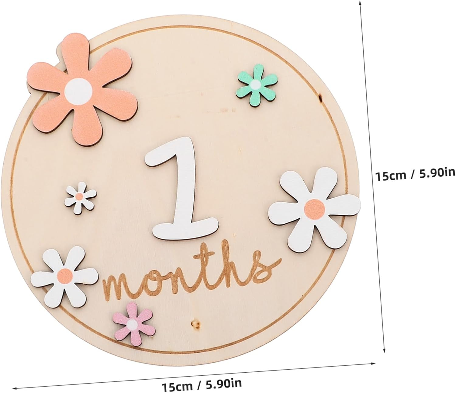 Healifty Baby Monthly Milestone Cards Double-Sided Flower Pattern Wooden Milestone Signs 1 Set for Newborn Photo Props Nursery Decor Growth Announcement Sign image number 4
