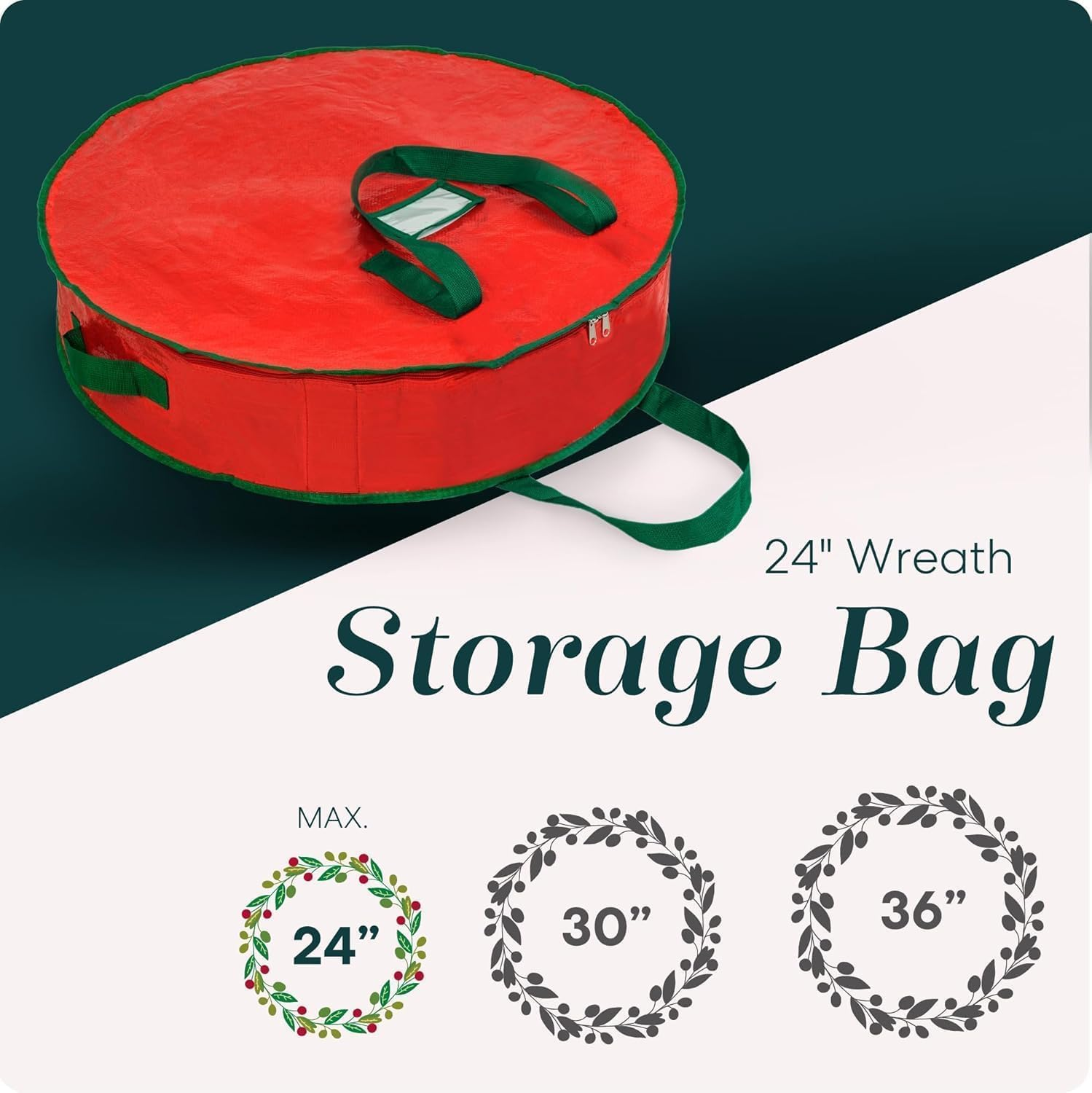 Christmas Storage Bag - Made from Heavy-Duty Tarp Material with Reinforced Zipper and Handles for Easy Wreath Access. Protects Your Holiday Wreath from Dust. (36" X 8") image number 4