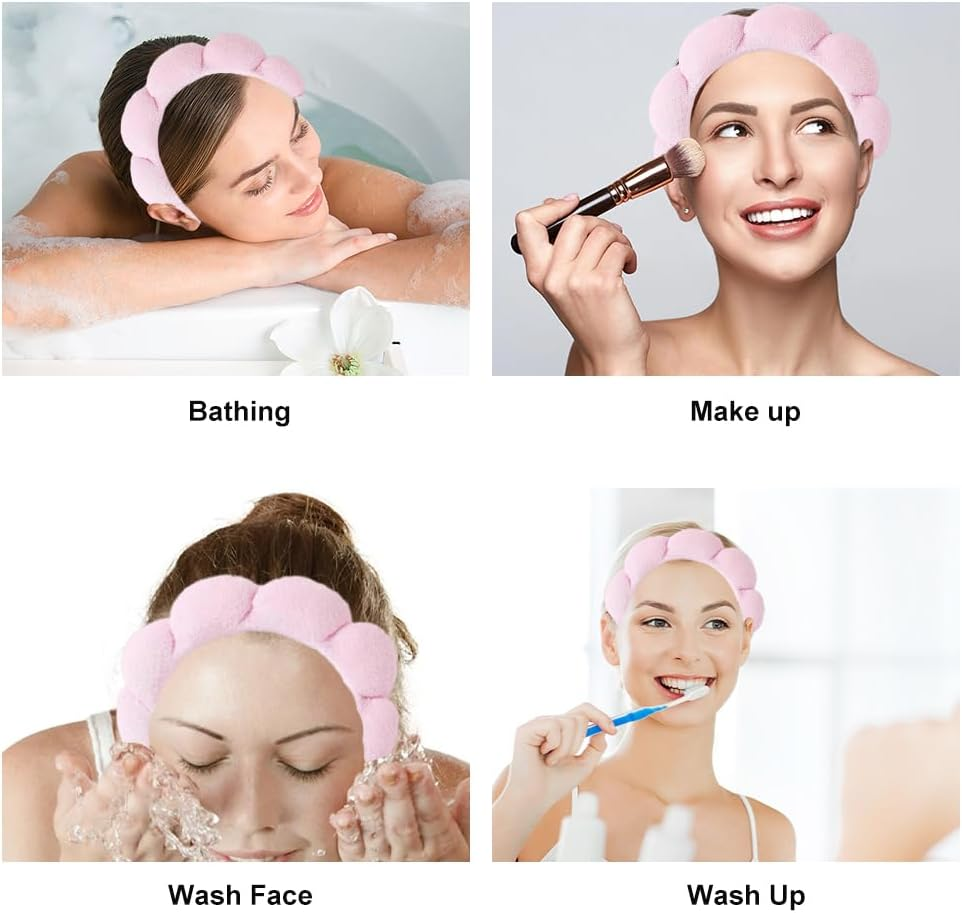 Hair Band Cosmetic Headband, Headband Hand Strap Set, Face Wash Headband, Skin Care Headband, Women'S Spa Hair Band, Daily Wear, Yoga, Sports, Skin Care, Cleaning, Pink