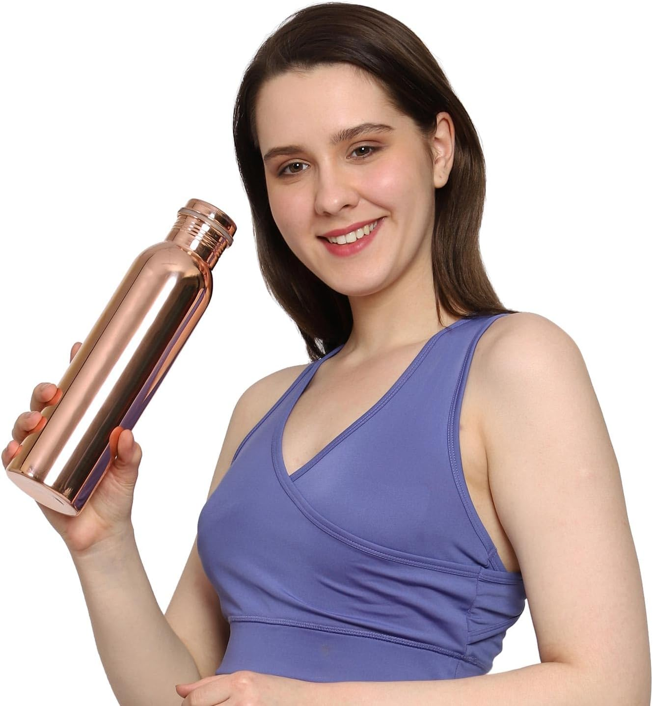 Healthgoodsau - Set of 2 Pure Copper Water Bottles 950Ml | Leak-Proof Ayurvedic Copper Water Bottle for Health Benefits | Joint-Less Copper Water Bottles image number 6