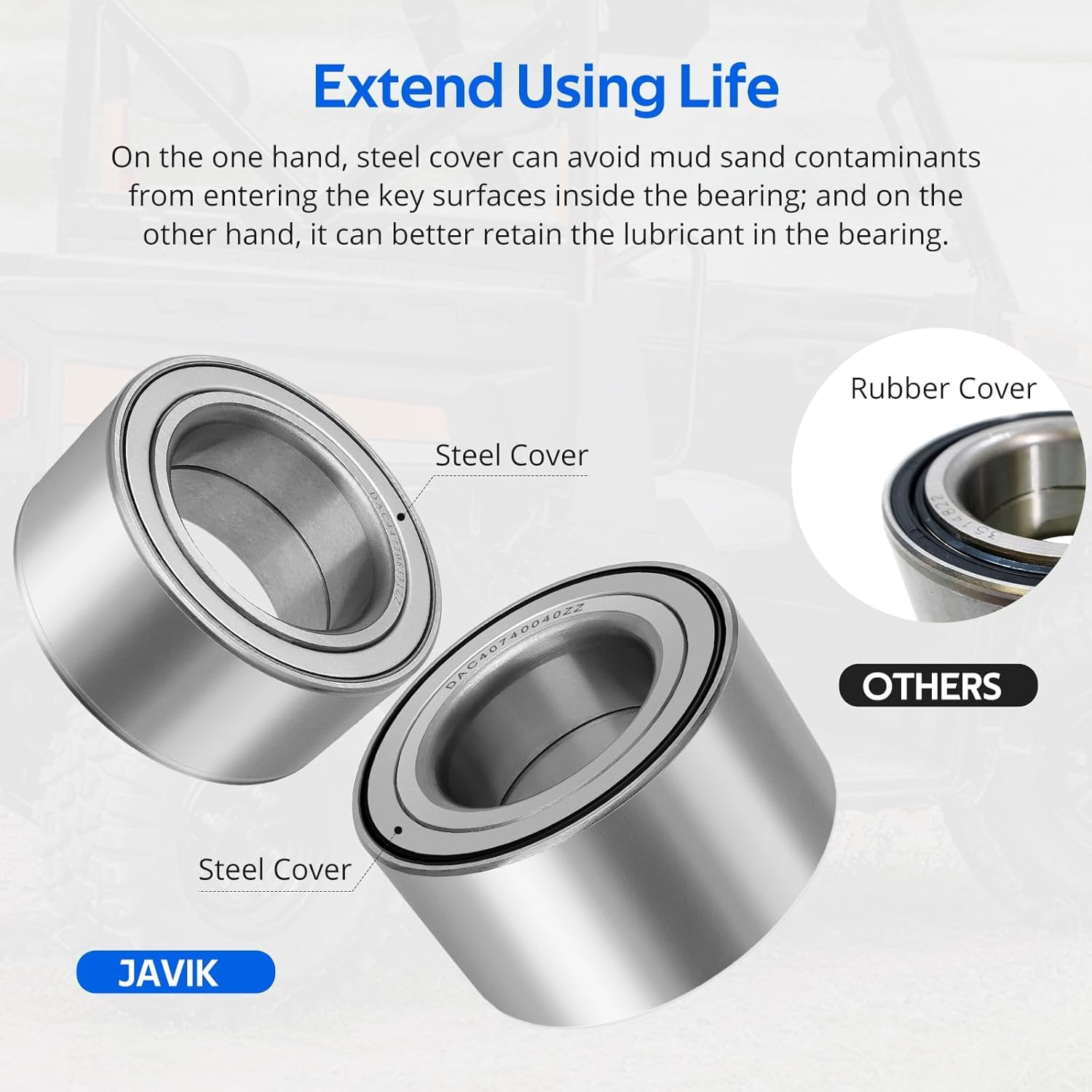 Front & Rear Wheel Bearings for Polaris RZR Ranger ACE Brutus PRO XD Heavy Duty, OEM# 3515090 3514699 3585502 3514635 3514917 image number 3