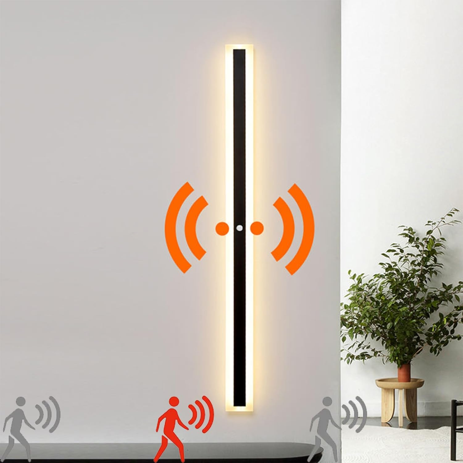 Outdoor Garden Wall Light with Motion Sensor Wall Lamp Indoor Black LED Long Wall Sconce Exterior IP67 Waterproof Modern Warm White Light outside Porch Balcony Garage (180Cm,White Light) XXZ image number 2