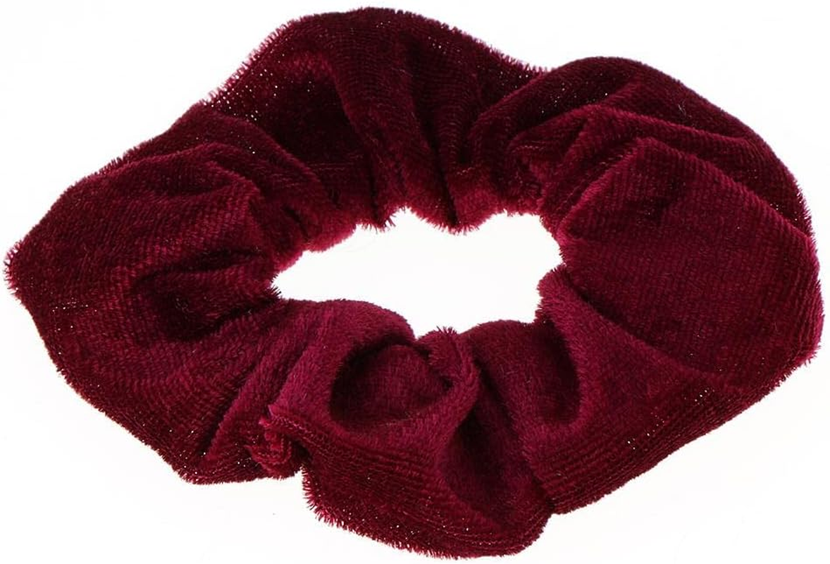 Ｓｉｍｈｏａ Set of 5 Velvet Hair Scrunchies for Ponytail Styles, Burgundy, as Described image number 4