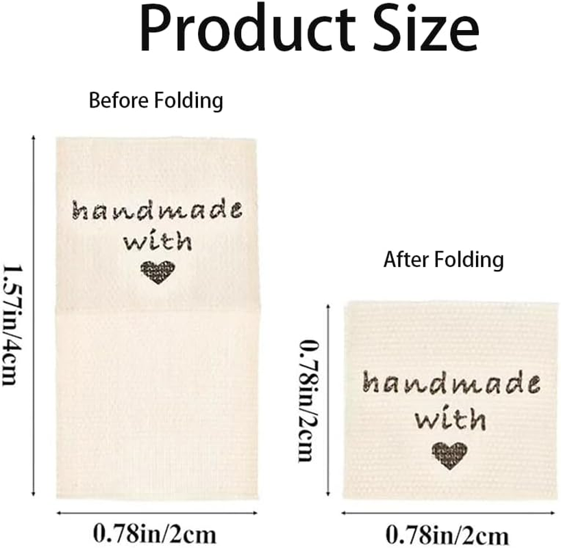 200 Pcs Handmade Sewing with Love Labels, Iron on Labels, Handmade Sewing Clothing Embroidered Labels, Costume Clothing Labels, DIY Knitting Crafts Sewing Decorations image number 5