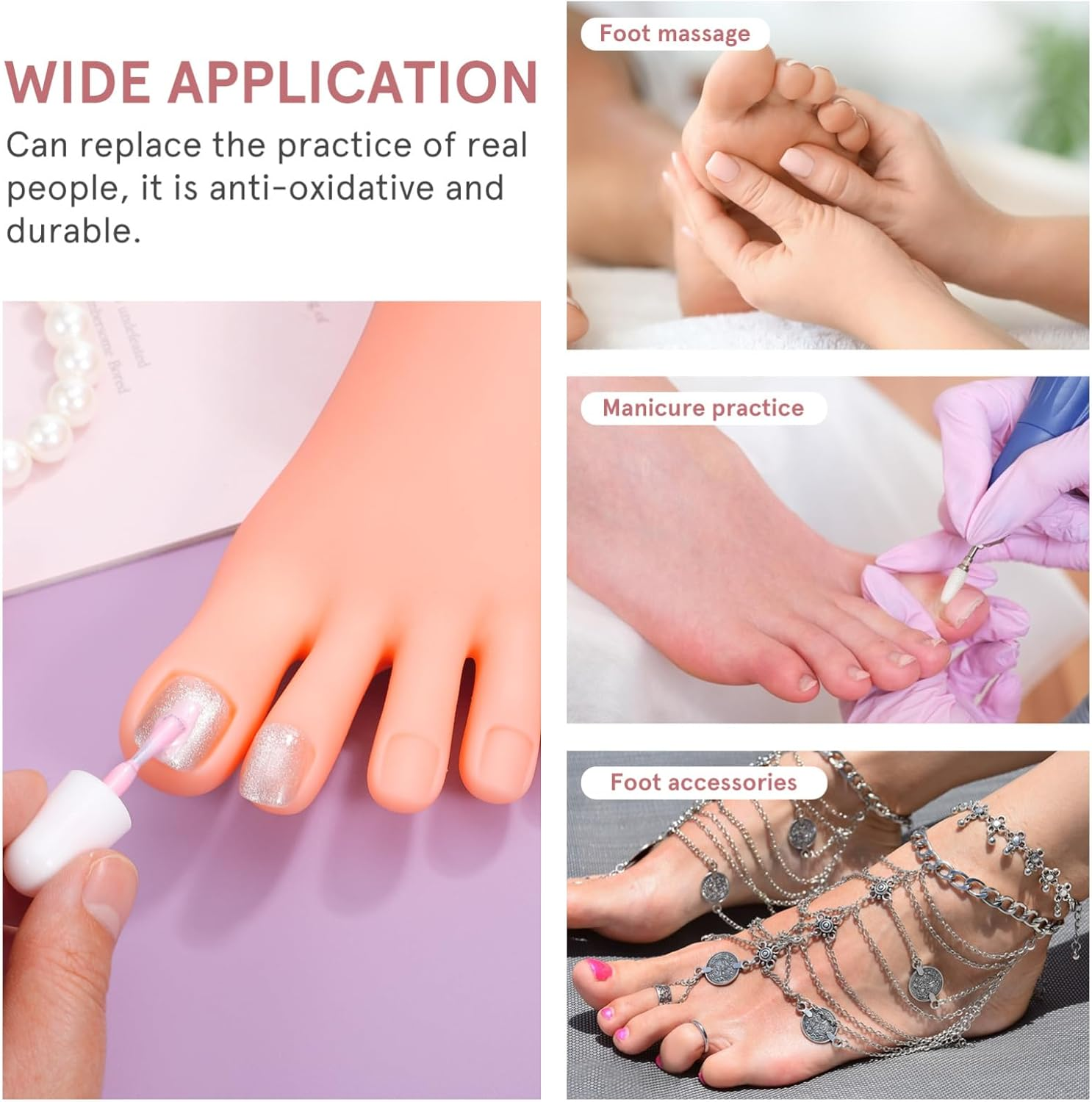 KAILIKETIY Nail Art Foot Model Nail Art Practice Model Manicure Tools Real Skin Touch image number 5