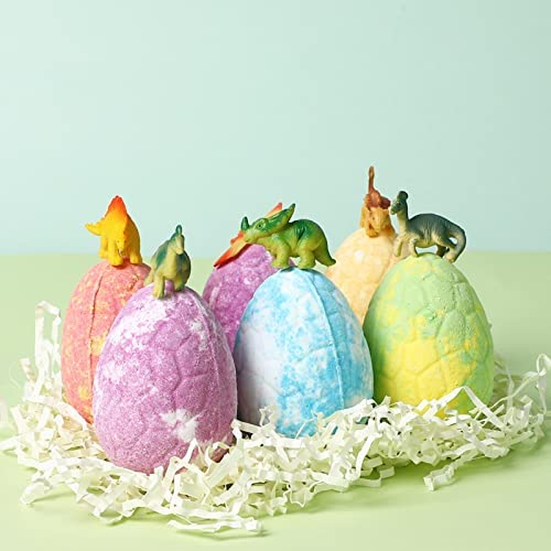 (6 Pack) Big Dino Bath Bombs with Surprise Toys - Best Giftset - Dinosaur Egg Shaped, Party Set for Bubble Bath, Bath Fizzes with Bath Salt, Gift Hamper for Kids, Women, Men, Parents. Handmade Bathbomb