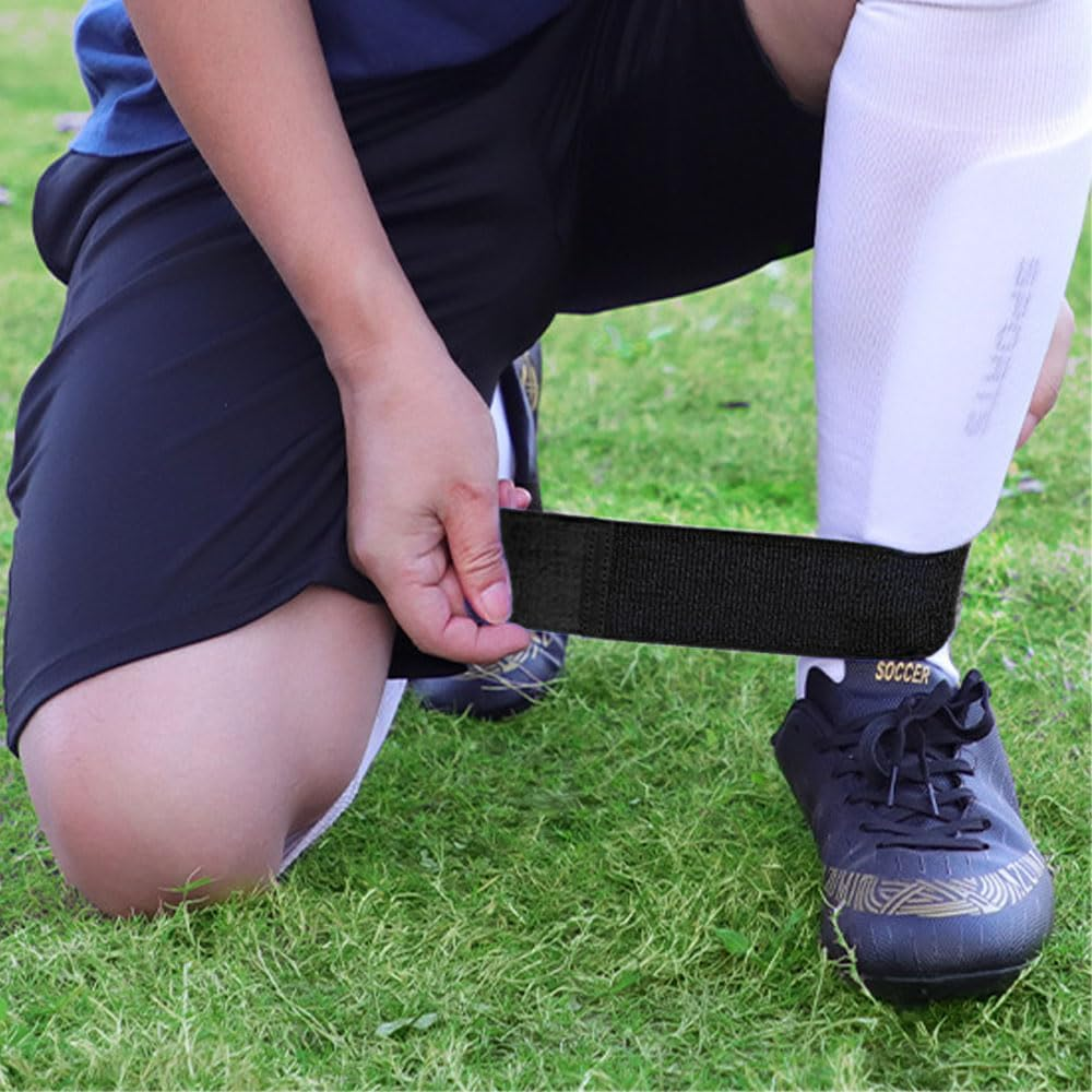 Sxutop Pack of 6 Non-Slip Shin Pads Holder Football Shin Guard Strap Football Sock Holder with Velcro Fastening Straps for Breathable and Ankle Protectors Men Women and Children image number 2