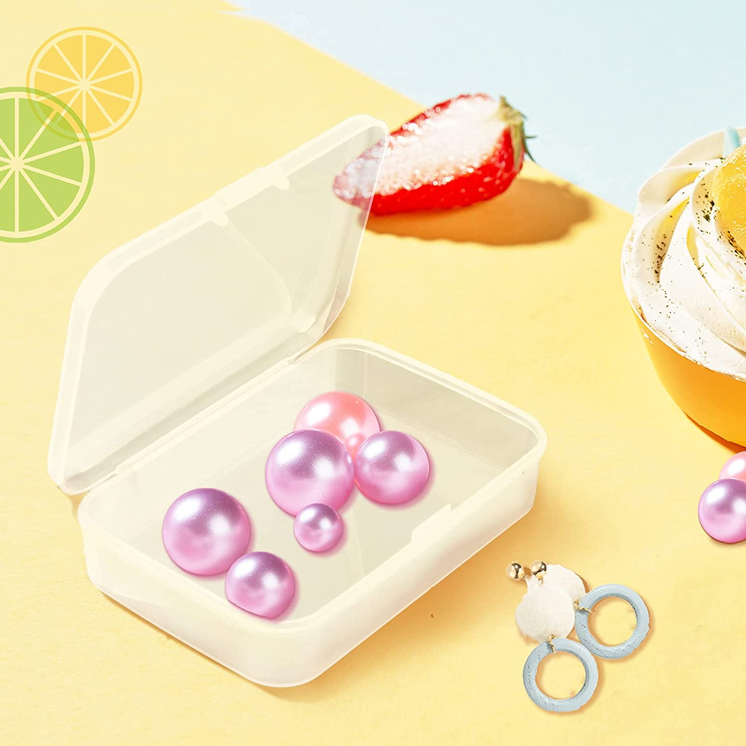 YASUOA Plastic Box Pin Holder Mini Storage Containers with Hinged Lid Bobby for Business Card Crafts Screws Drills Tiny Bead (3.5X2.5Inch) Small Rectangle 6 Pack image number 2