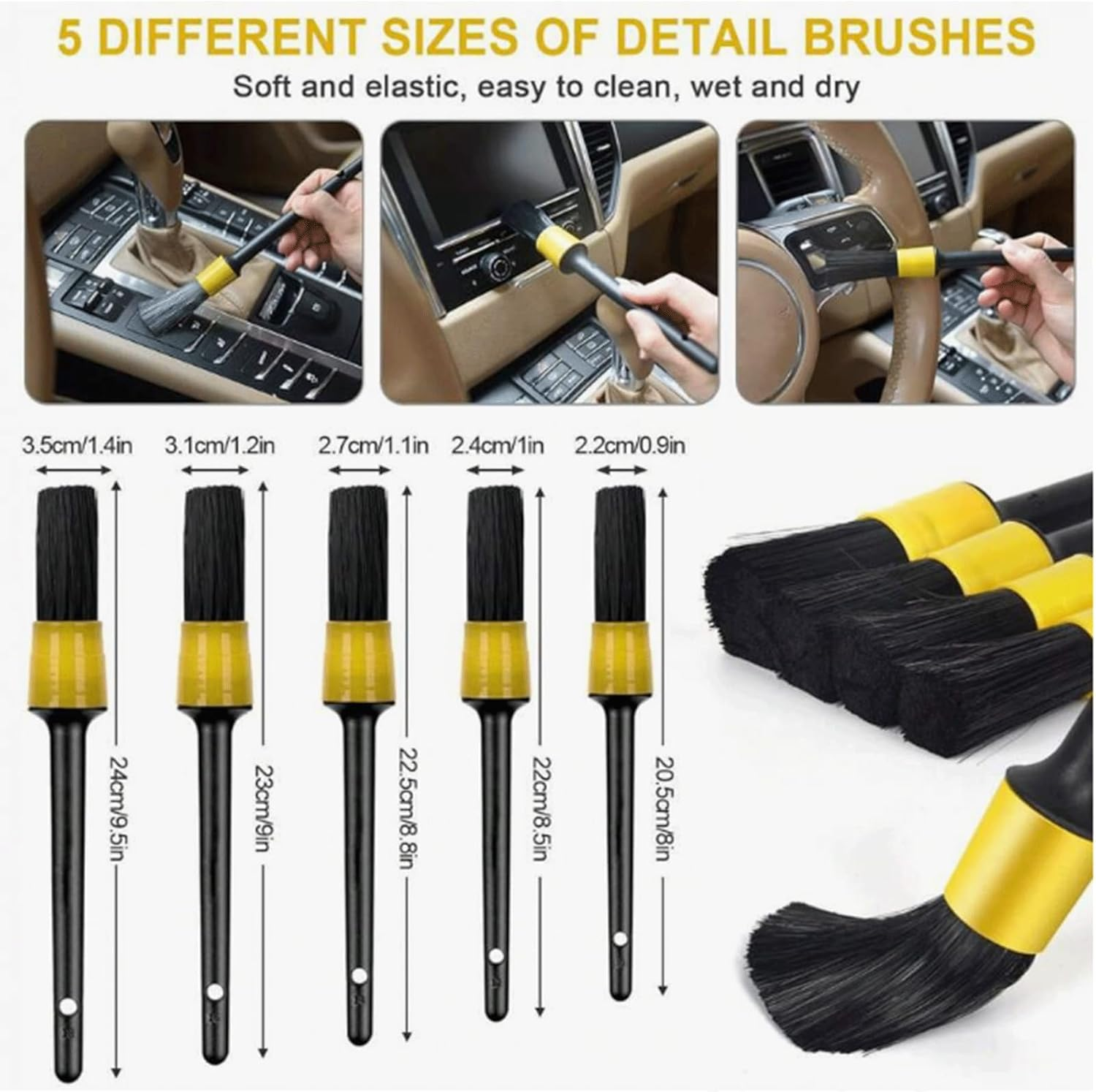 20Pcs Car Detailing Brush Set Drill Brush Attachments Kit, Car Detailing Drill Brush Set with Cleaning Gel, Car Cleaning Tools Kit for Car Interior & Exterior, Tire Wheel, Dashboard Air Conditioner image number 4