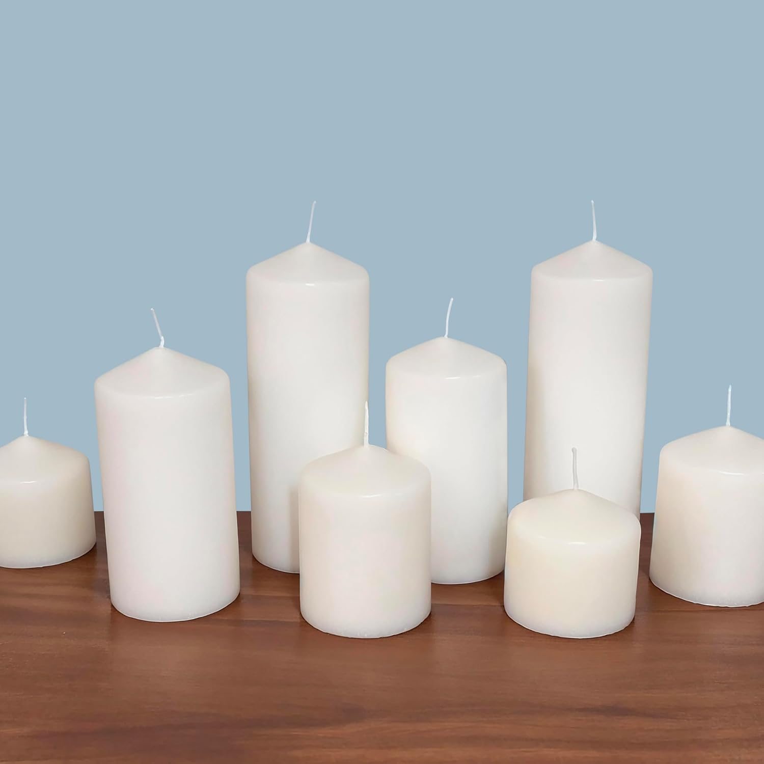 Stonebriar 6 Count Tall 3 X 6 Inch 65 Hour Long Burning Unscented White Wax Pillar Candles image number 3