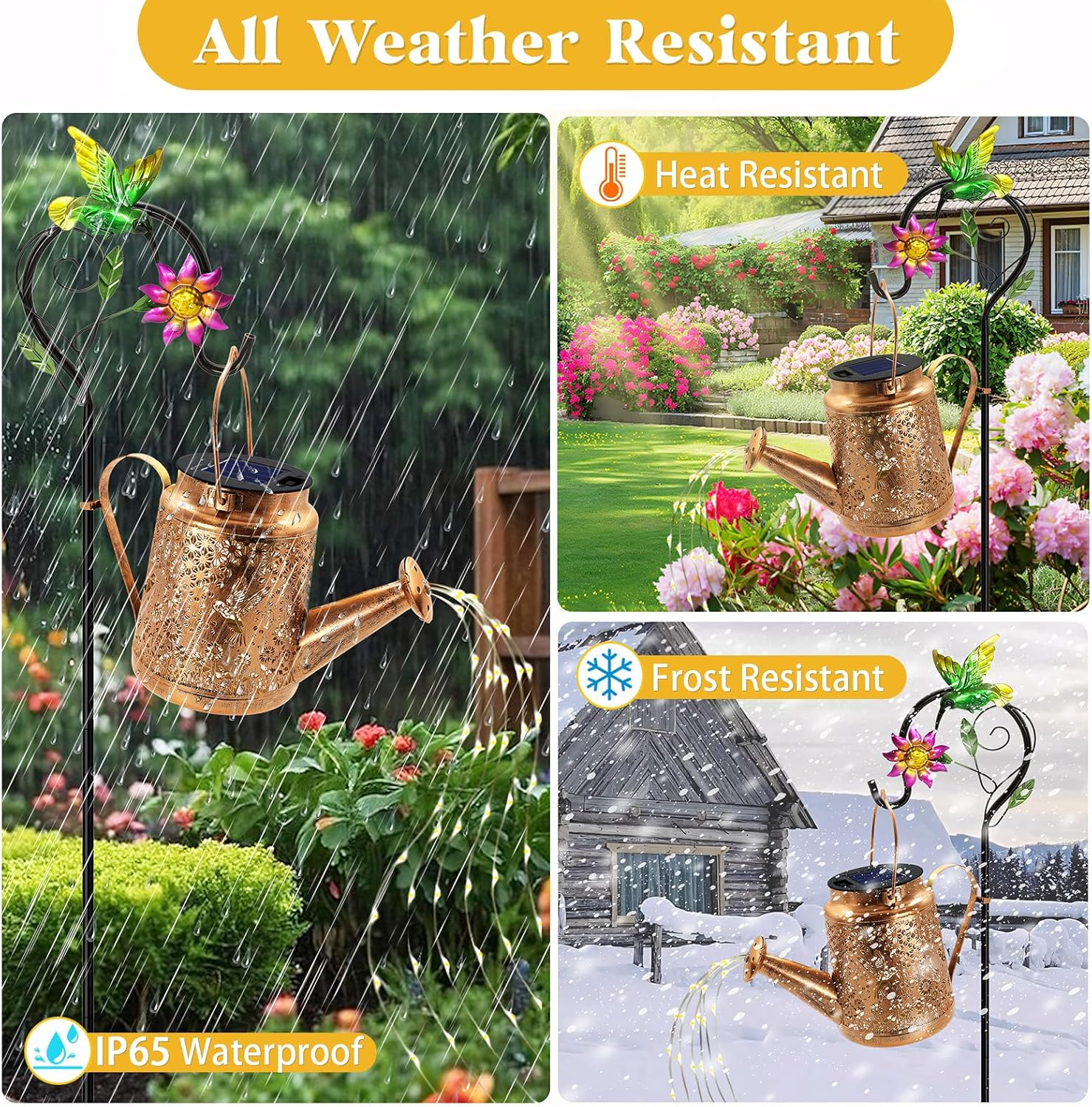 Solar Watering Can Lights, Hummingbird Hanging Lanterns Outdoor, Gardening Gifts for Mom Women Grandma Birthday, Waterproof Solar Lights Garden Decor for outside Yard Art Patio Porch Lawn Backyard image number 5
