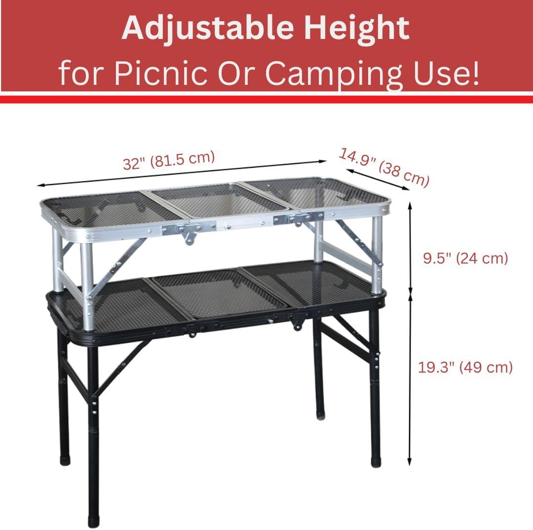 Portable Folding Outdoor Camping Table &ndash; 2FT Lightweight Small Foldable Table for Camping, Picnic, BBQ, Travel & Outdoor Cooking &ndash; Compact, Collapsible & Durable Camp Tables with Adjustable Height image number 3