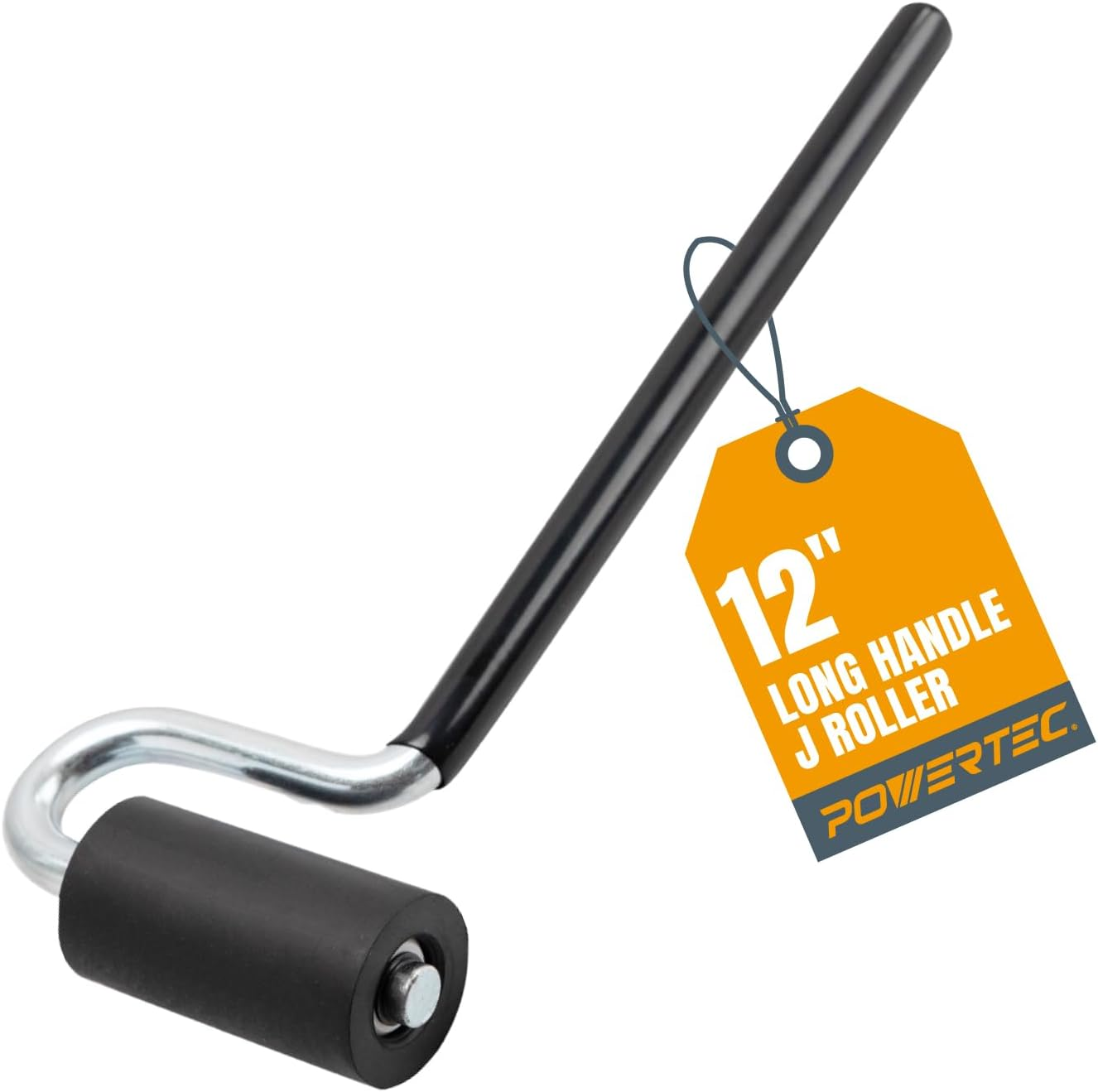 POWERTEC Long Handle J-Roller 12" Diameter 3" Wide Laminate Veneer Rubber Roller for Edge Banding, Wall Cladding, 1 Piece (71010) image number 4