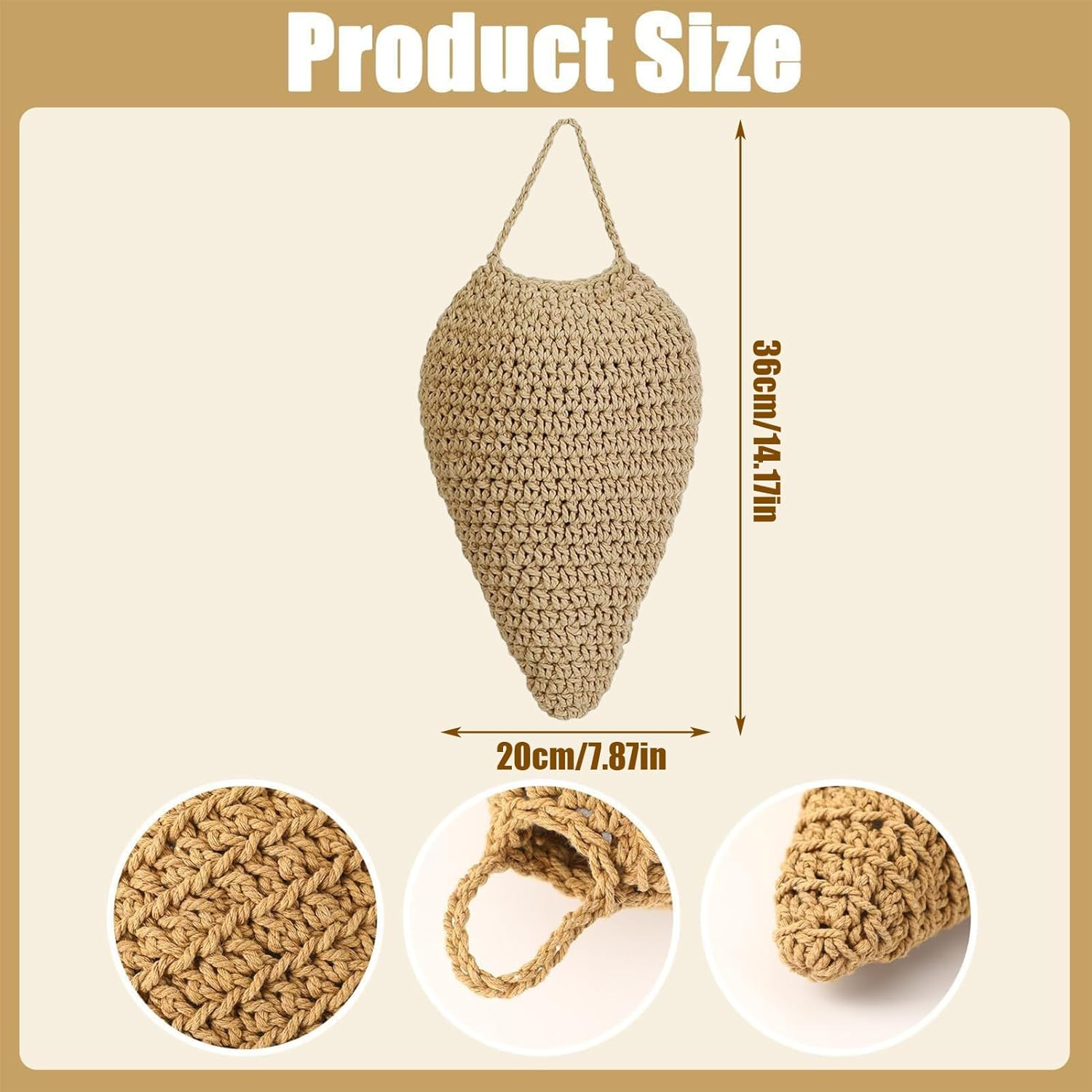 Crochet Wasp Nest Decoy, Fake Bee Hive, Faux Hangable Deter Decoration, Artificial Hive for Outdoor Patio Eaves Garden Orchard image number 1
