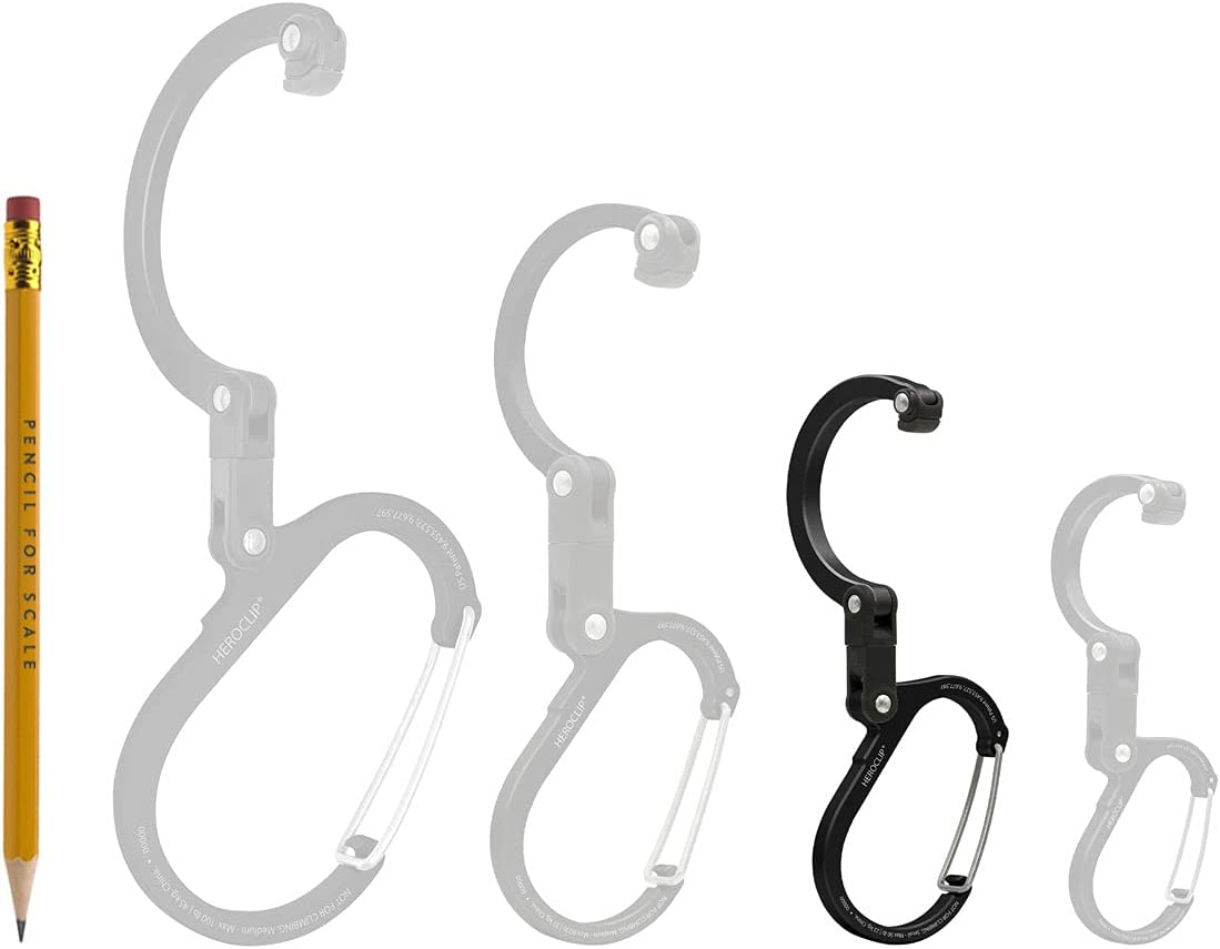 HEROCLIP Carabiner Clip and Hook (Small) | for Purse, Stroller, and Backpack