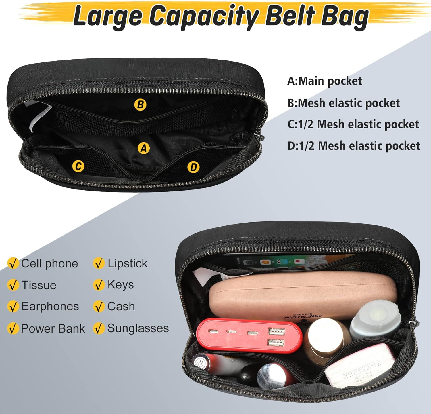 ZOMAKE Fanny Pack for Men and Women, Slim Belt Bag Water Resistant Waist Bag Pack for Travel Hiking Running Cycling Outdoor Sports image number 3