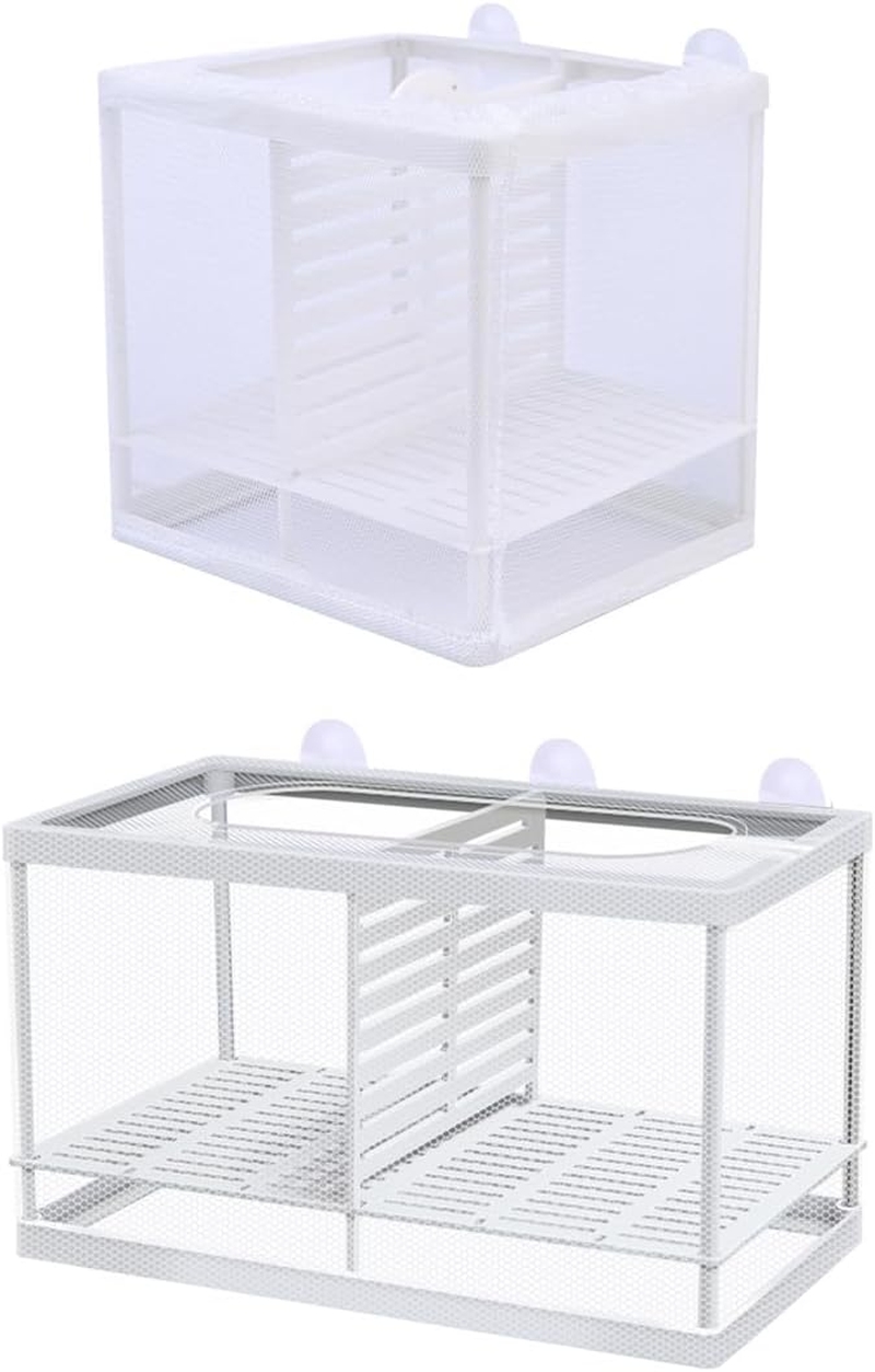 AIMALL 2Pcs Fish Fry Breeding Box Guppy Fish Hatching Box, Juvenile Fish Isolation Net, Small Fish Incubator, Aquarium Isolation Box for Breeding and Protection image number 1