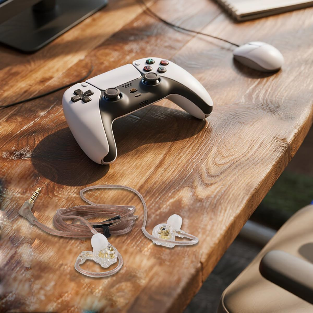 Laroal in Ear Monitors for Musicians, IEM Earbuds, Earphones with Deep Bass, Driver, over Ear Headset for Musicians Stage (Clear with Microphone)