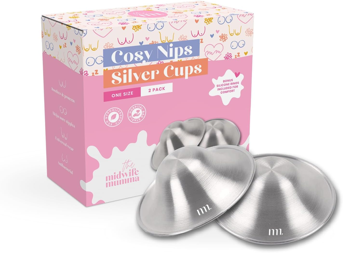 The Midwife Mumma Cosy Nip Nipple Shield, One Size, Silver