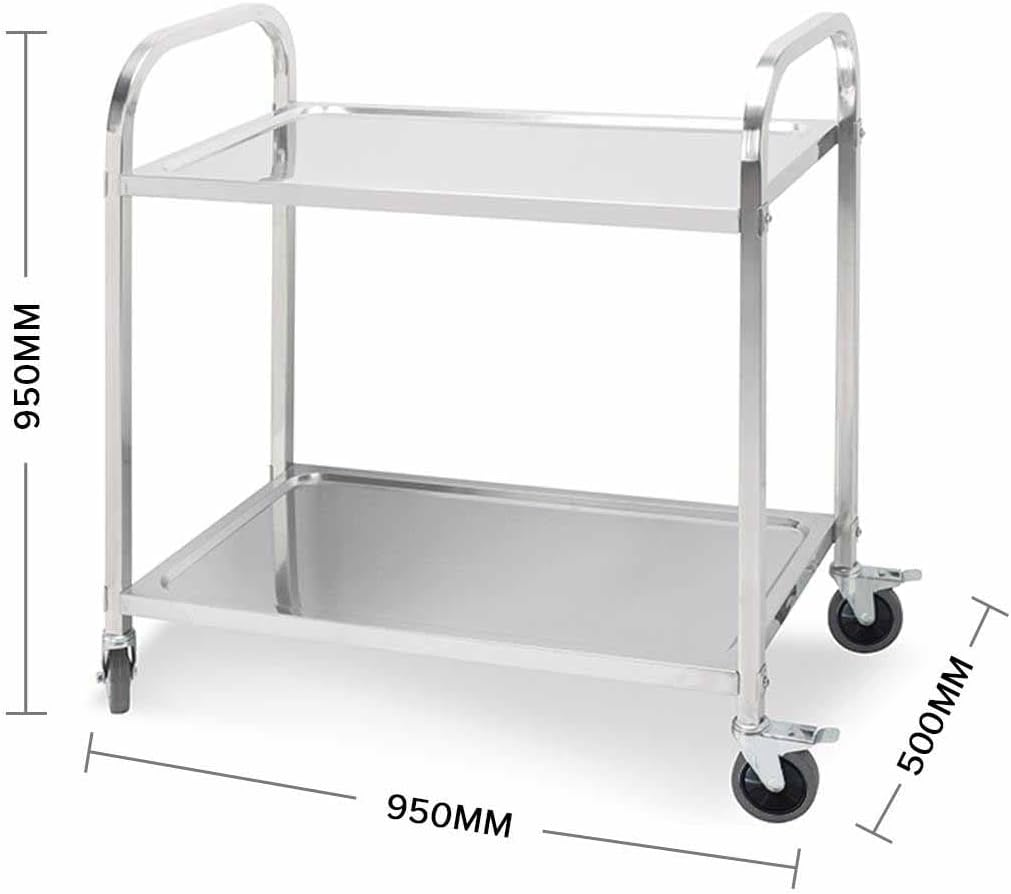 SOGA 2 Tier 95X50X95Cm Stainless Steel Kitchen Dining Food Cart Trolley Utility Large image number 2