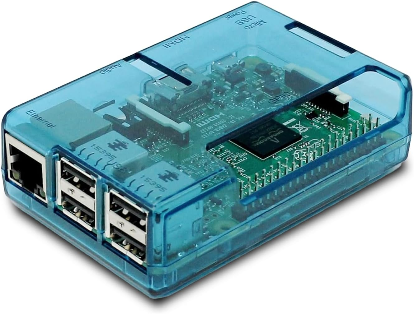 Premium Blue Transparent Case for Raspberry Pi 2 Model B Quad Core and Model B+ (B Plus) image number 2