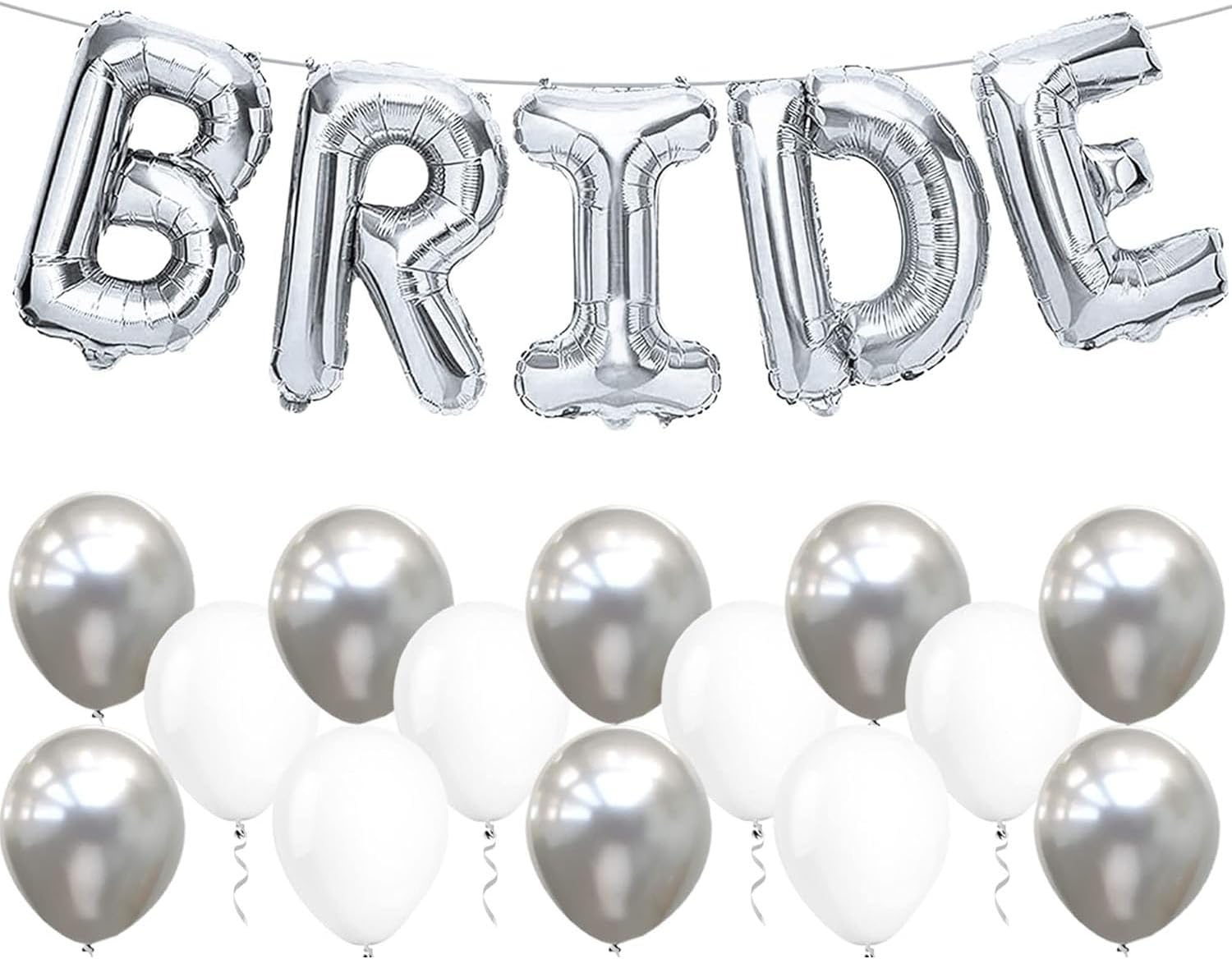 5Pcs Silver Aluminium Bride to Be Balloons Letters, with 9Pcs Balloons, Silver Latex Balloons Balloons Wedding Balloons Letter Balloons for Wedding Party Supplies Engagement Party Decoration - 32 Inch image number 2