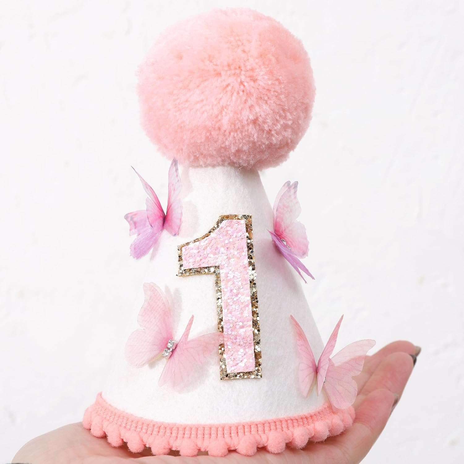 Pink Butterfly 1St Birthday Hat - Fairy, Butterfly, Girls 1St Birthday Party Decoration, Photo Prop, Cake Smash image number 5