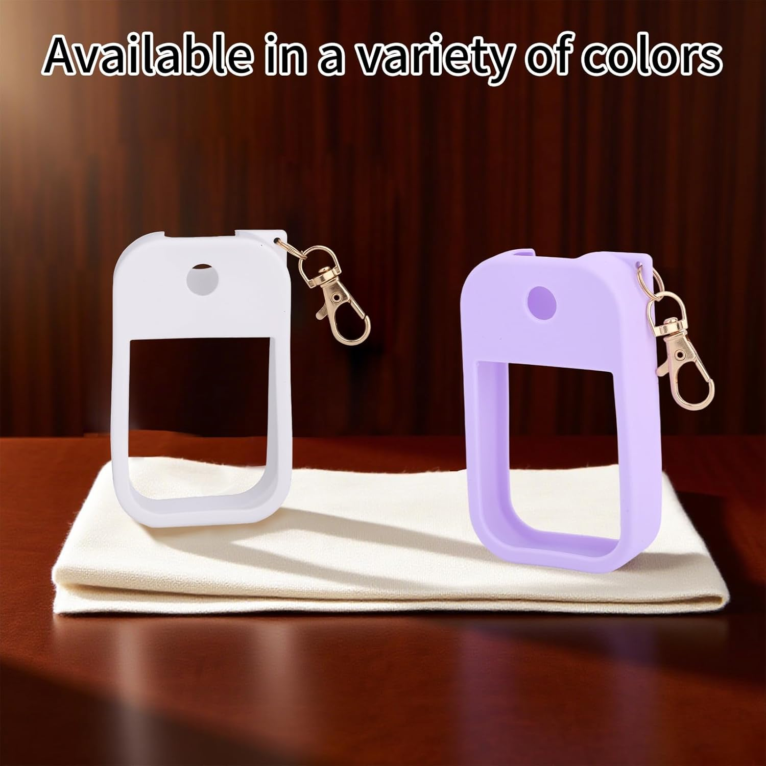 2Pcs Silicone Case Compatible with Touchland Hand Sanitizer Spray 1 Fl. Oz, Portable Hand Sanitizer Spray Case Keychain Accessory for Women Travel (Purple, White) image number 2