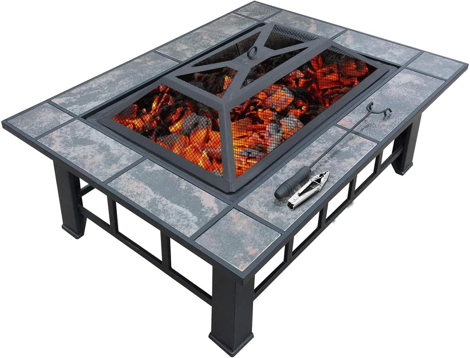Outdoor Fire Pit BBQ Table Grill Fireplace W/Ice Tray Barbecue Picnic Heater Desk Garden Patio Camping Cooker Brazier image number 5