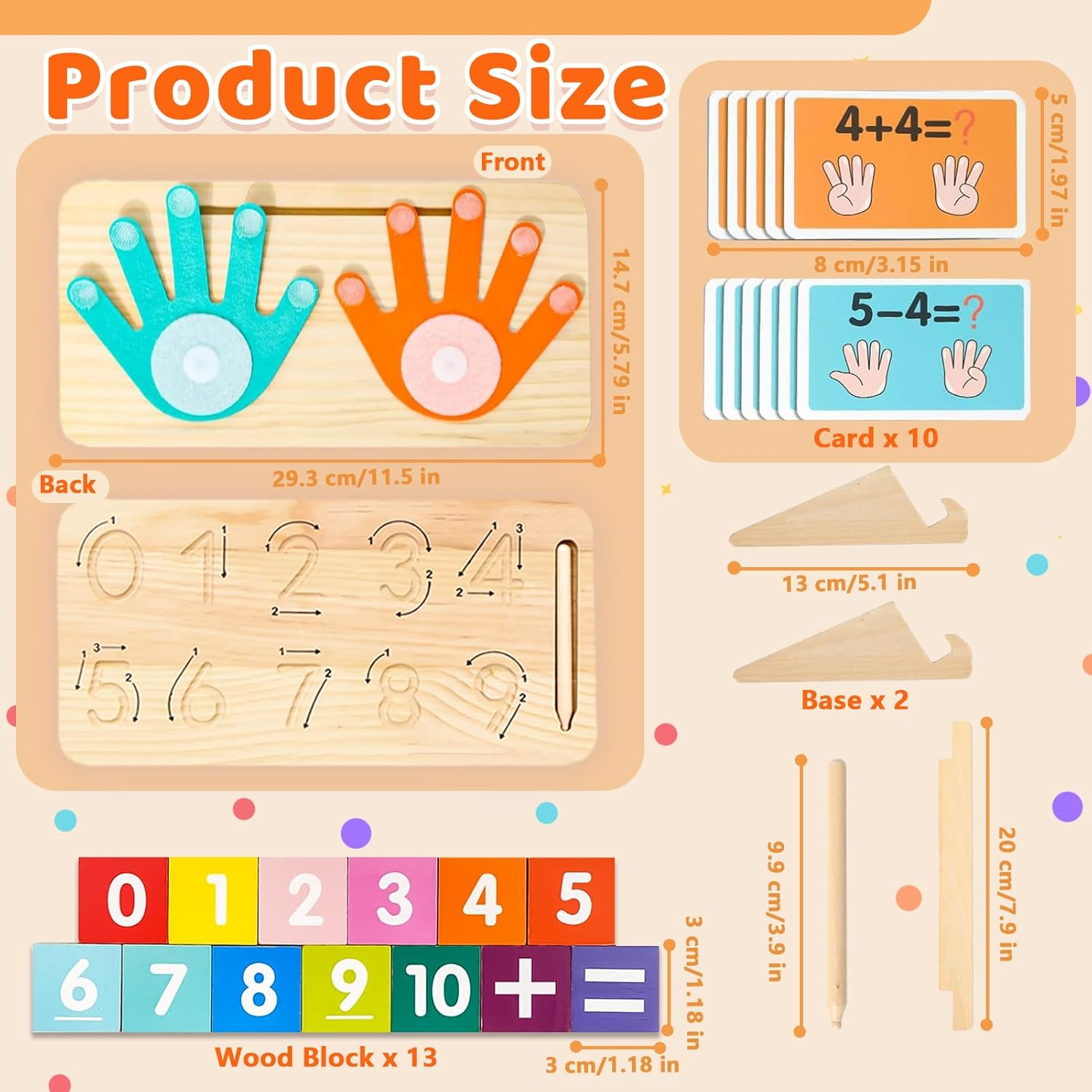 Caunedy Montessori Learning Toys for Toddlers 2-4, Preschool Educational Math Toy, Manipulatives Number Counting Block and Number Tracing Board, Boy Girl Birthday Gifts image number 2
