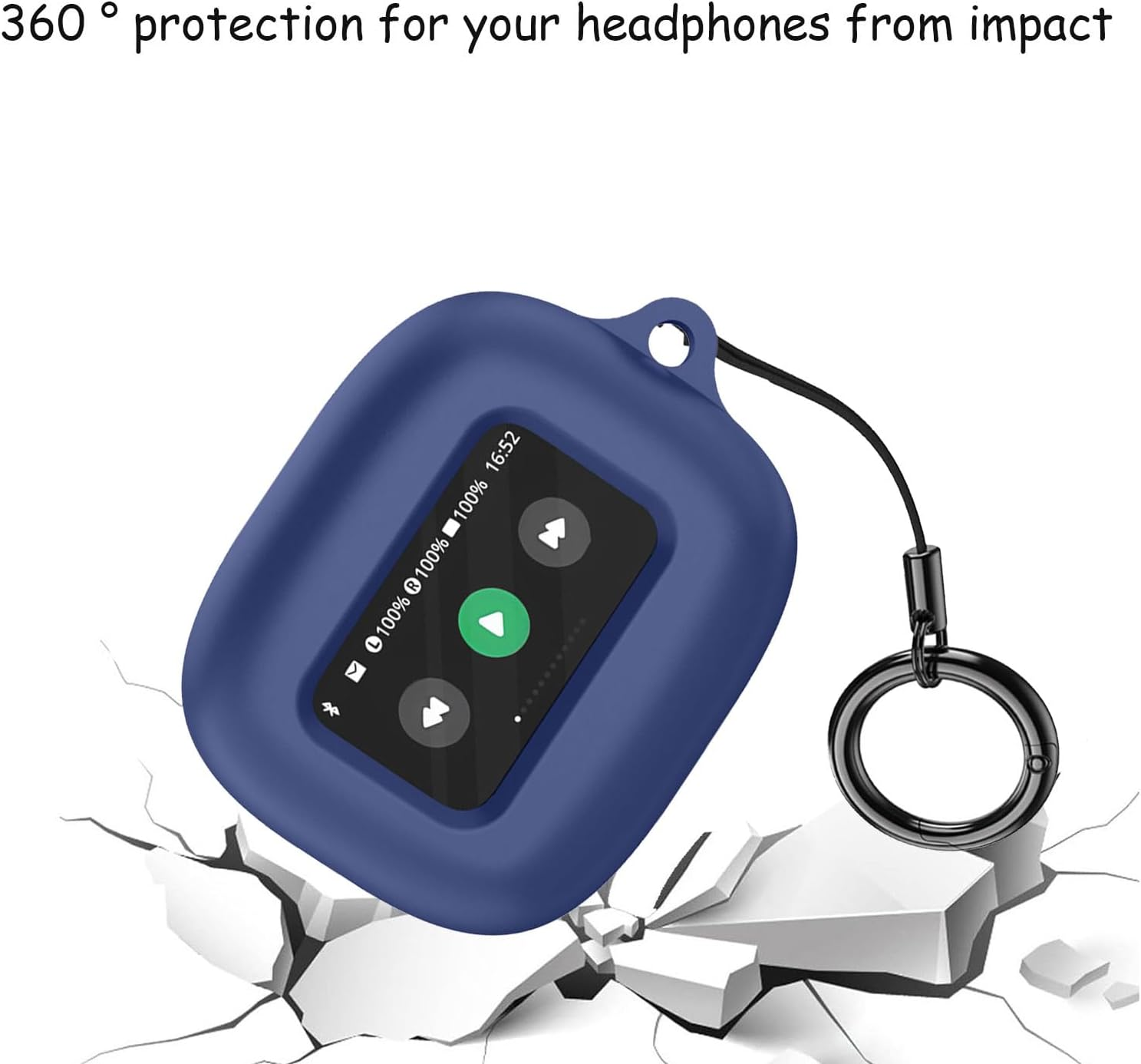 Case Compatible with Jbl Live Beam 3 Wireless Earbuds Silicone Material Shockproof Unique Portable Protective Cover with Carabiner (Black) - Black image number 3