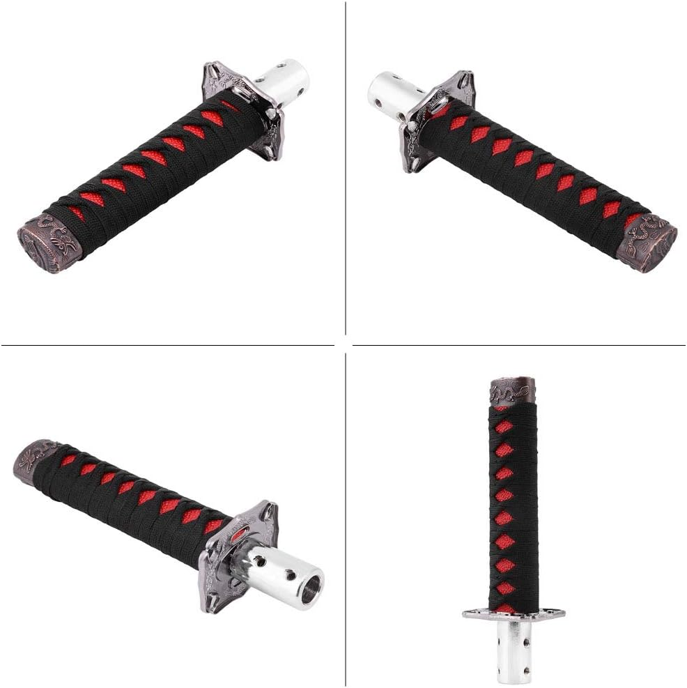 Katana Shift Knob Samurai Sword Gear Shifter with 4 Adapters, Universal Fit for Most of Manual Transmission and Automatic Transmission without Lock/Button, Black+Red image number 2