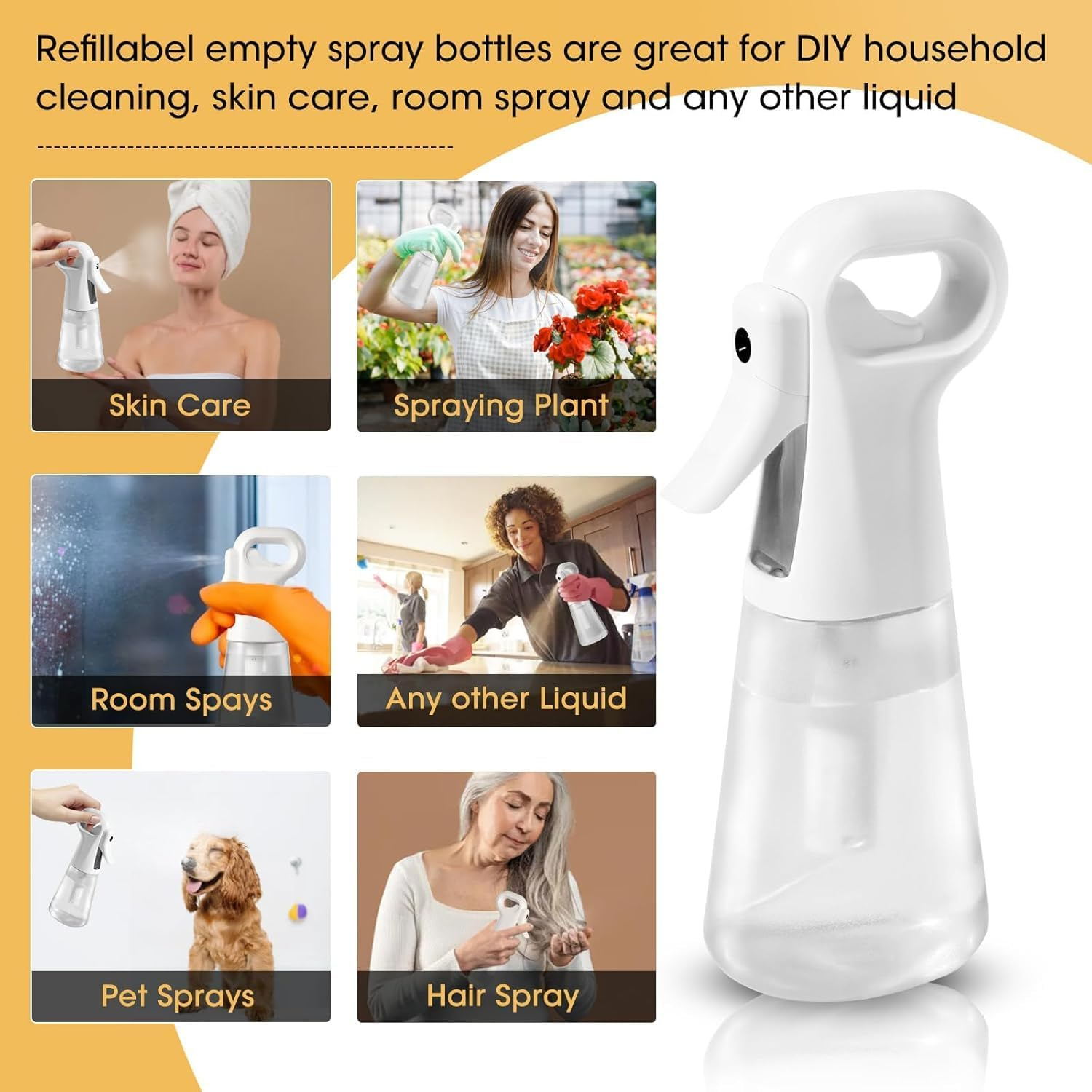 2Pcs Fine Continuous Spray Bottle,Hair Spray Misting Bottle,Fine Mist Spray Bottle,Hair Water Spray Bottle,Continuous Mister Water Spray Bottle,Fine Mist Spray Bottle Water Mister Spray Bottle,300Ml image number 5