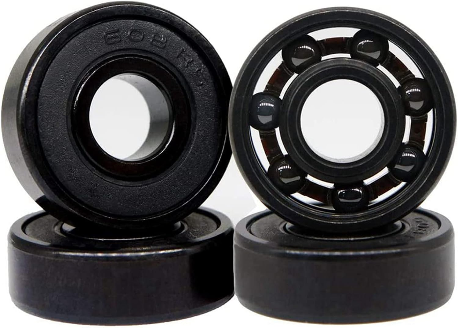 32X High-Speed 608RS Hybrid Black Ceramic Bearings Skateboard Bearings Ceramic Plastic Arc 608 Bearings image number 4