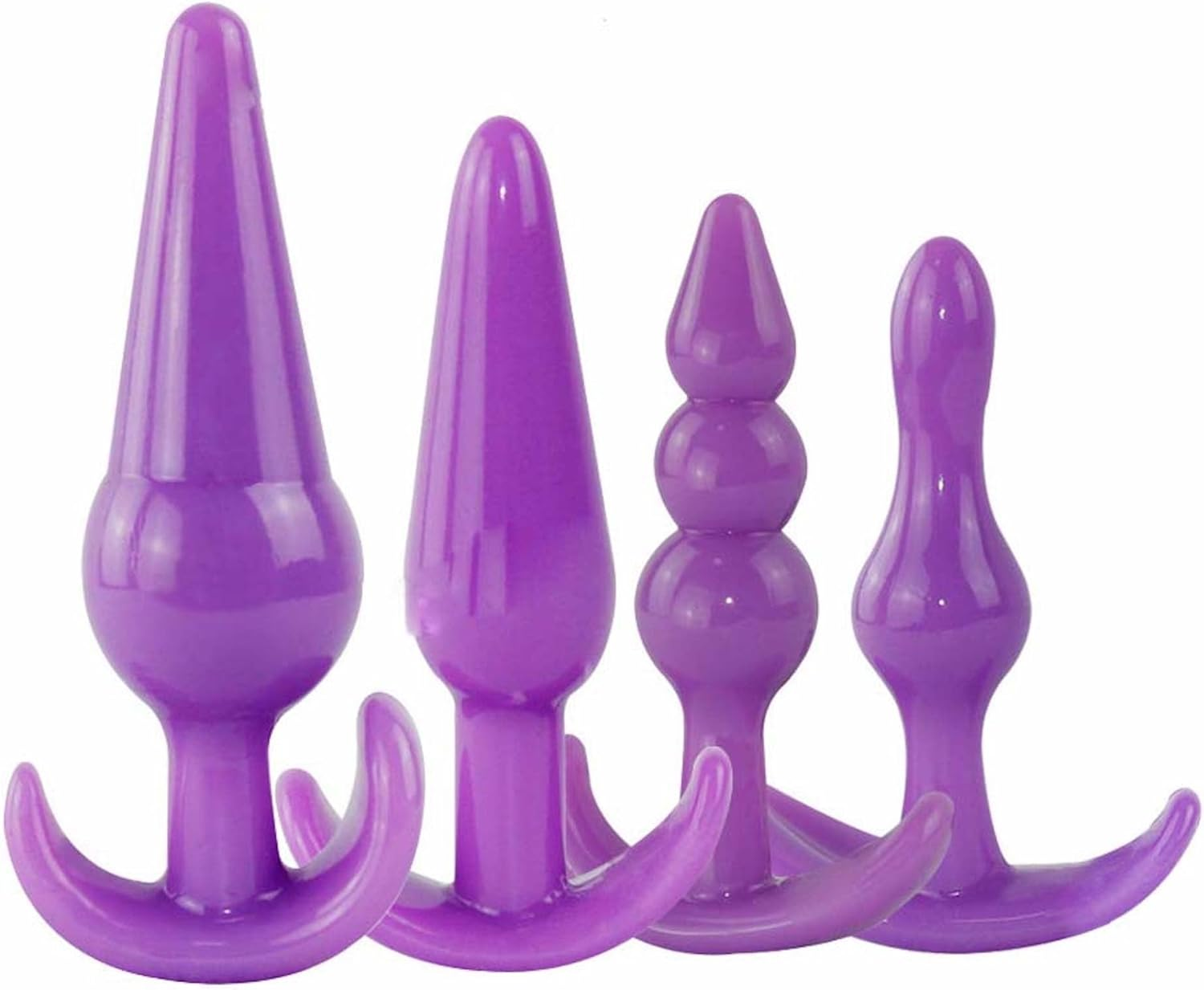 4 Anal Butt Plug Training Kit Set Beads Dildo Prostate Massager Trainer Sex Toy (Black)