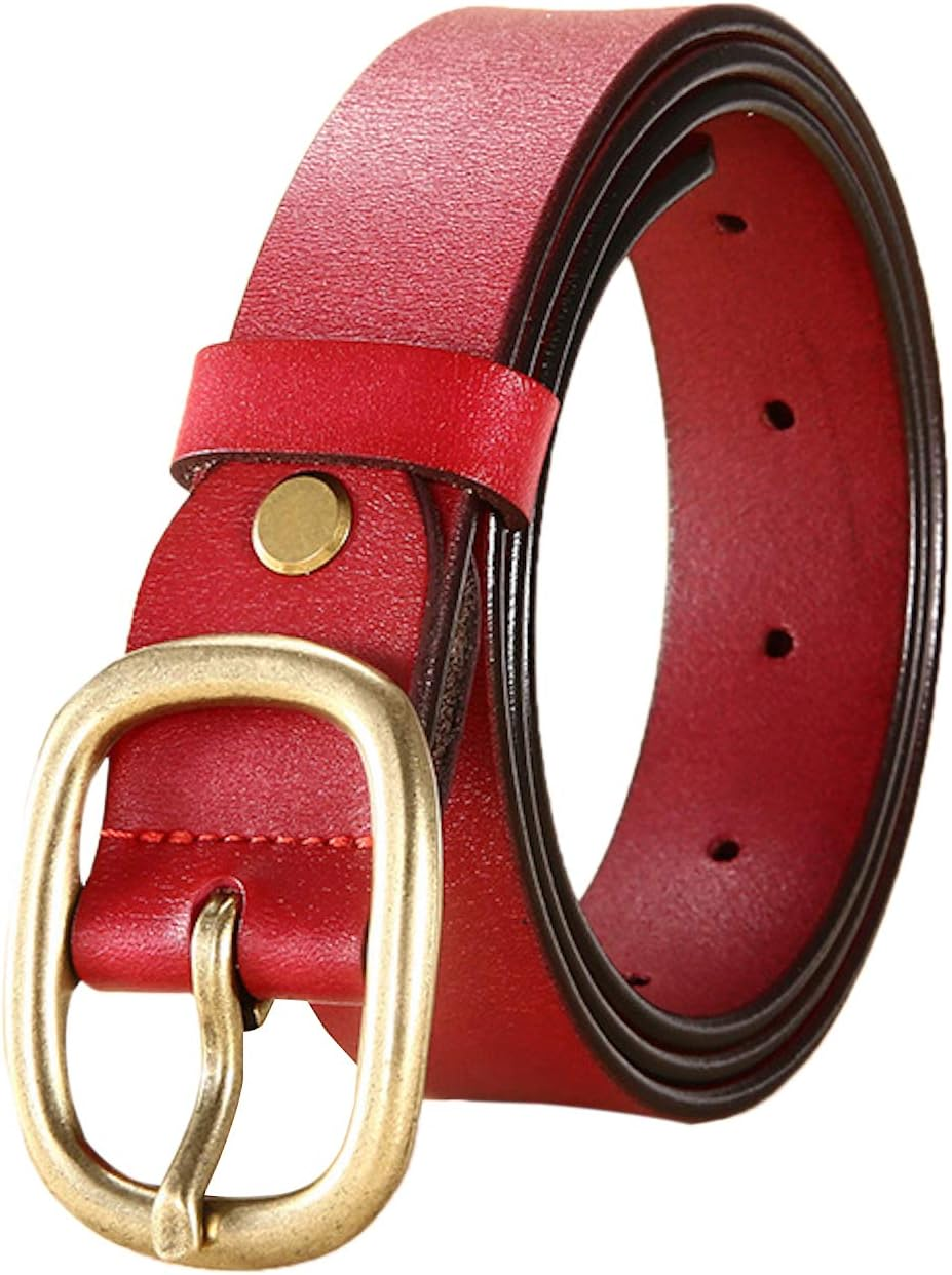 Elonglin Women'S Leather Belt - Genuine Leather Belt Vintage Casual Cowhide Belts for Jeans Shorts Pants
