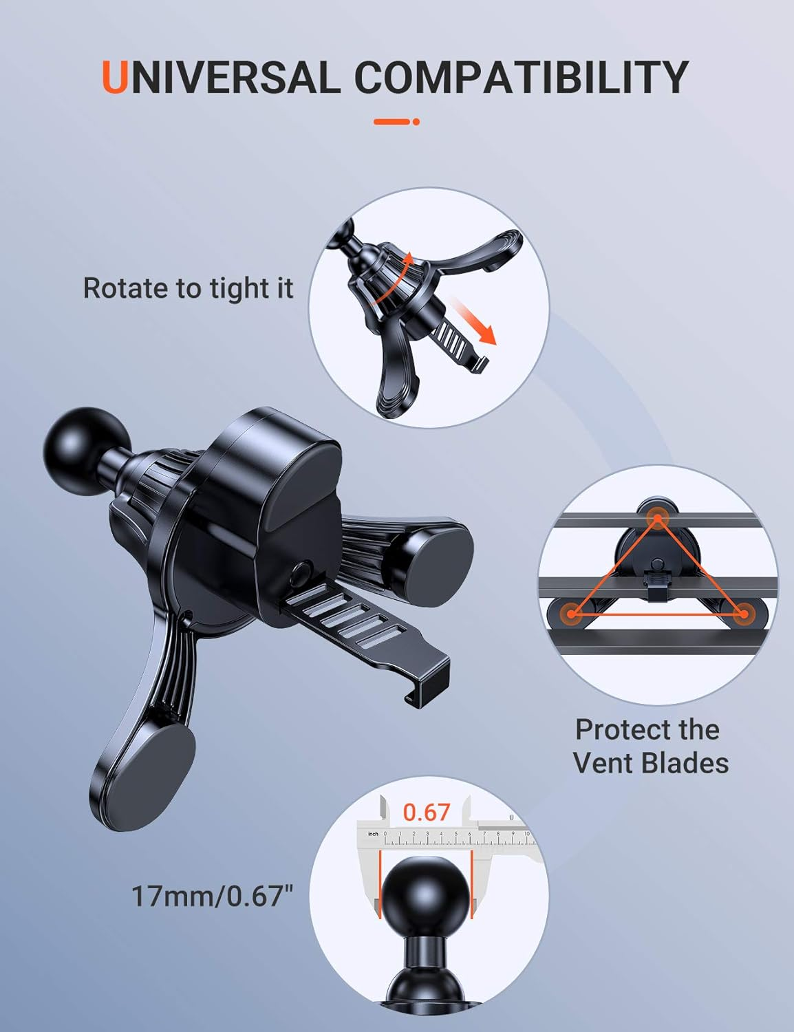 TORRAS Phone Holder for Car [Vertical & Circle Vent Friendly] Universal Stable Car Phone Mount Air Vent Holder Cradle Case Friendly (Clip) image number 1