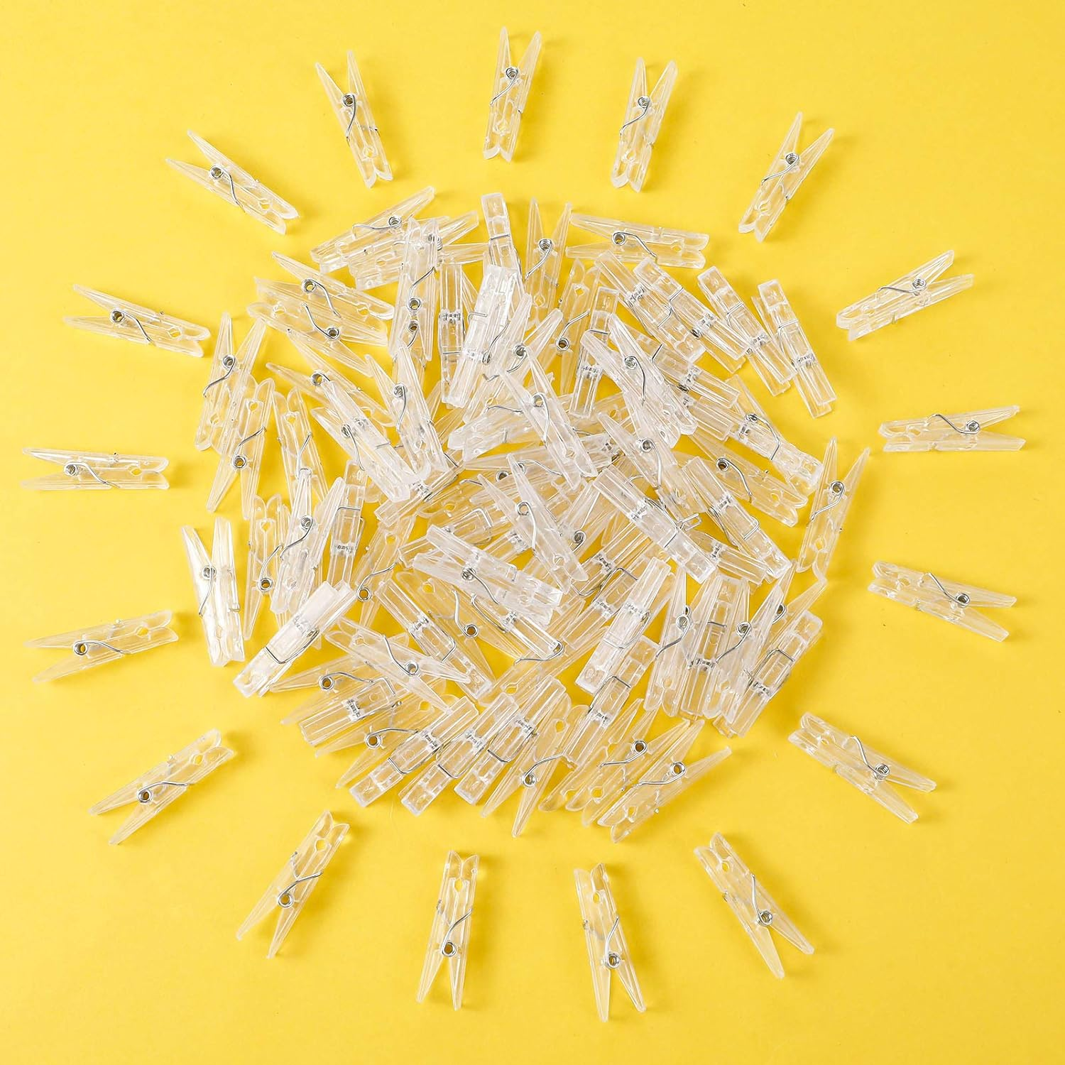 100Pcs Mini Clear Pegs for Hanging Photos, Tiny Photo Clips, Arts & Crafts, Weddings, Parties image number 1