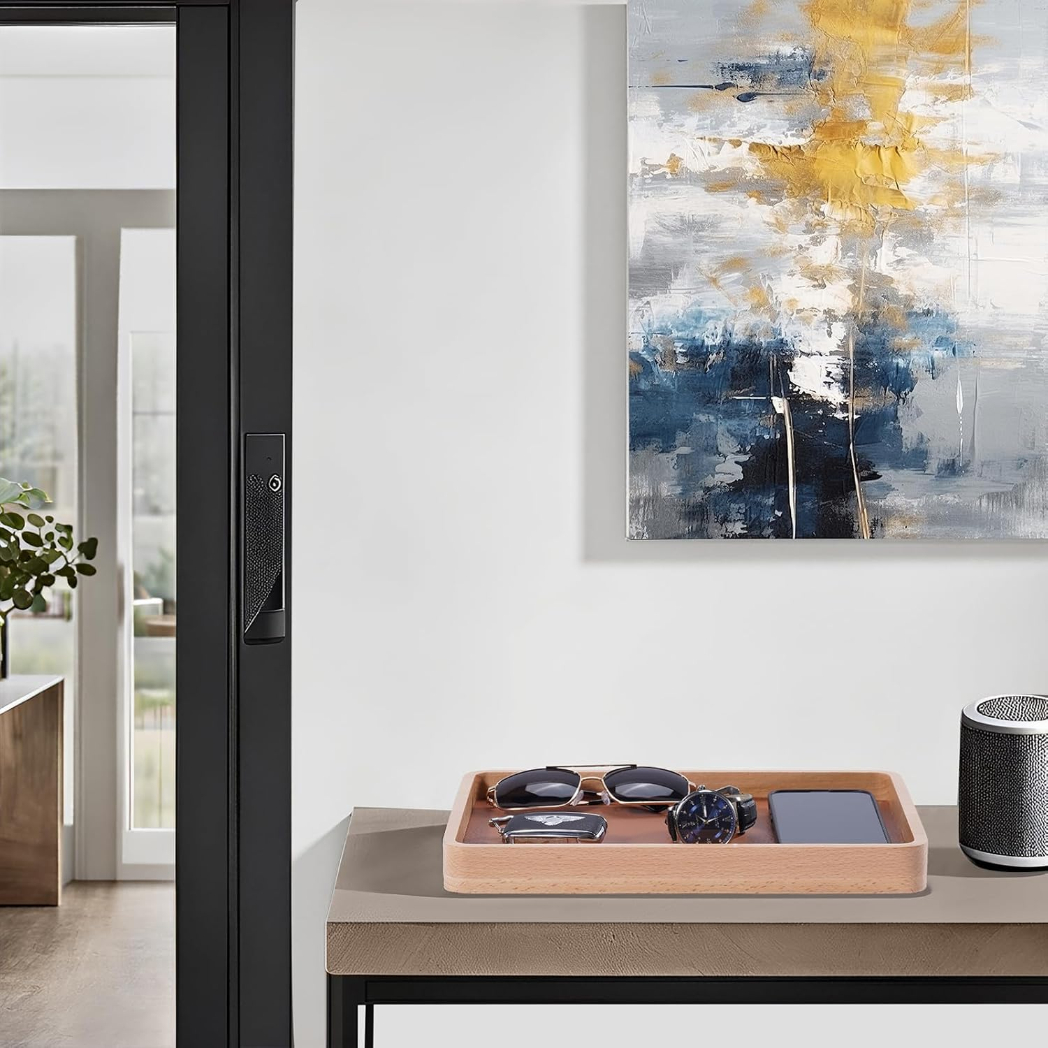 Procase Wooden Valet Tray for Men, Wood Catch-All EDC Organizer, Nightstand, Entryway Bedside Dump Holder, for Wallets, Keys, Watches, Phones, Loose Change, Trinkets -Lightbrown image number 6