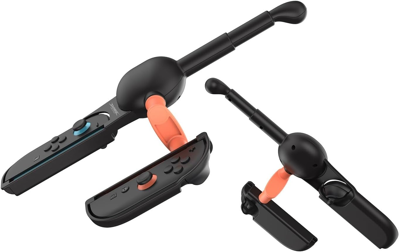 Fishing Rod - Realistic Fishing Game Accessory Compatible with Switch/Oled/Switch 2 Joyc On, Black