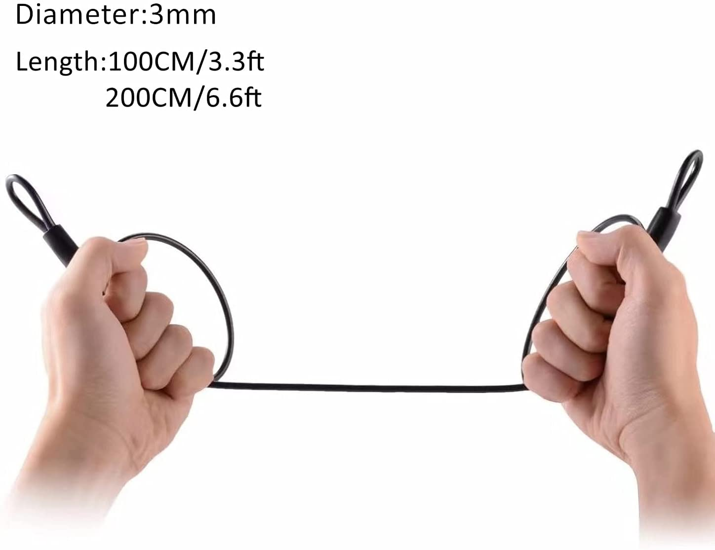 GOMRQING 3Mm 200Cm/6.6Ft Long Outdoor Travel Security Cable Lock, Braided Steel Coated Safety Cable Luggage Lock, Double Loop Lightweight (2 Pack) image number 6