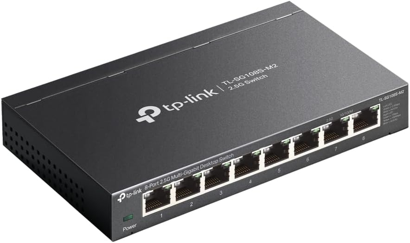 Tp-Link 8-Port 2.5G Multi-Gigabit Desktop Switch, All 2.5G Ports, Super-Fast Connections, Qos, Fanless, Suitable for Nas/Server/Ap/Nvr/4K Video/Computer, Plug & Play, Metal Casing (TL-SG108S-M2) image number 4