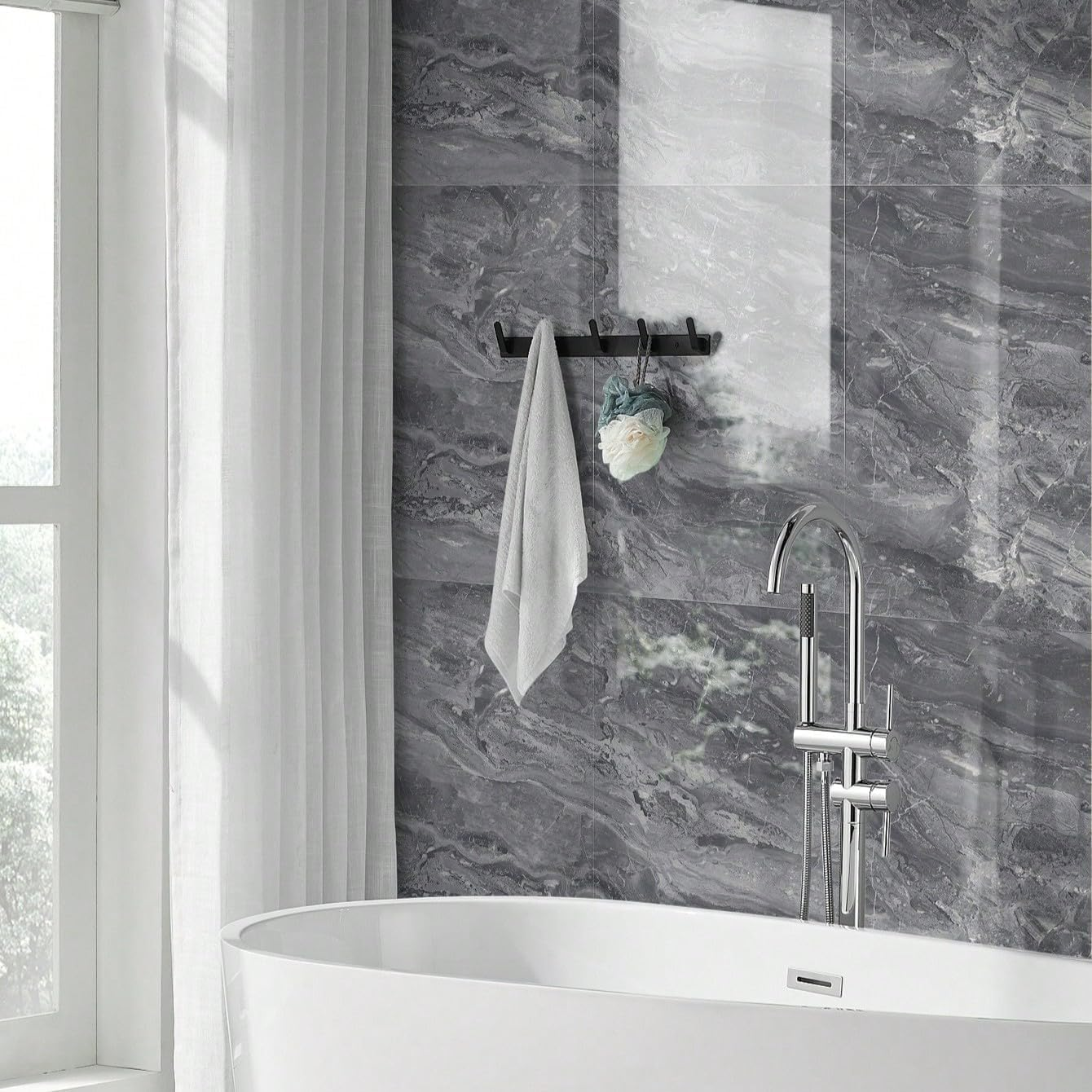 10Pcs Marble Peel and Stick Waterproof Wall Panels,Heat-Resistant Backsplash Tile, 23.6"X11.8" PVC Foam Wall Sticker for Kitchen,Bedrooms TV Walls,Not Real Tile (Gray, 23.6" X 11.8" X 2.4Mm) image number 3