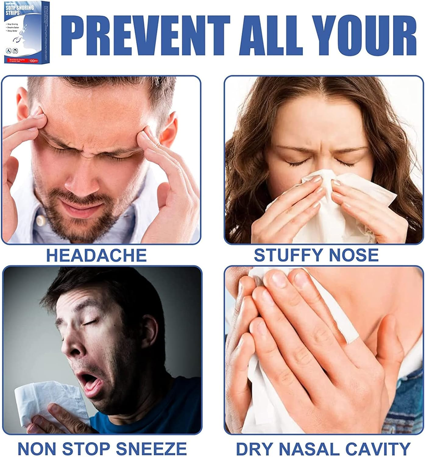 Nasal Strips for Snoring, Large 100 Pack - Extra Strength anti Snoring Solution for Men, Women -Snore Less - Stuffy Nose Relief for Congestion Clears Air Way to Breathe Better - Sleep Right image number 5