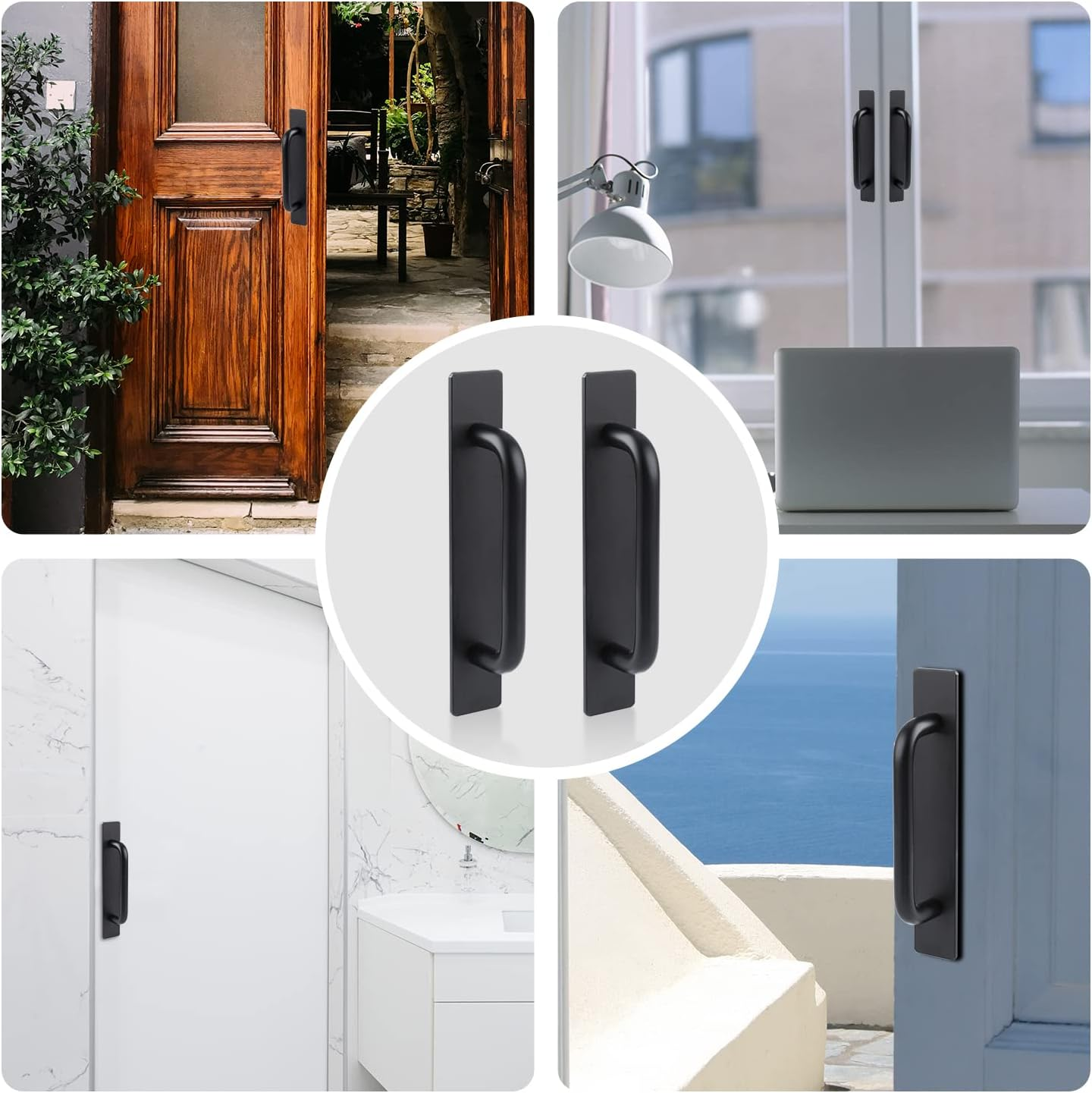 SAVITA 148Mm Self Adhesive Door Handle Pull, 2Pcs Self Stick Peel and Stick Kitchen Cabinet Handles Push Pull Handles for Kitchen Cabinet Drawer Closet Handles (Matte Black) image number 4