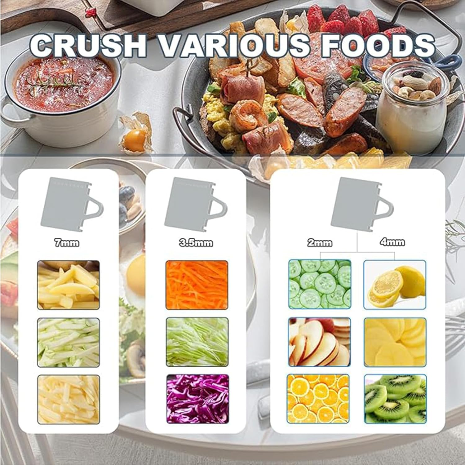 Safe Mandoline Food Slicer for Kitchen, High Efficiency Potato Slicer with 4 Kind Blade & Box, Adjustable Vegetable Food Slicer Chopper, Julienne Slicer, French Fry Cutter for Chef Meal Prep (Blue) image number 2