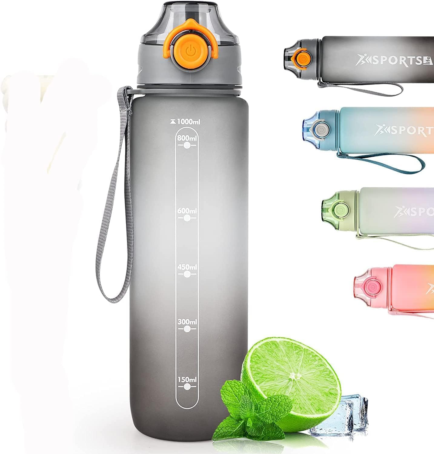 Peacafulife 1Litre Water Bottle Sport Drinks Bottle 1L Water Bottle with Lock Cover & Leak Proof,For Gym, School,Cycling,Outdoor,Sports,Fitness& Office (Green)